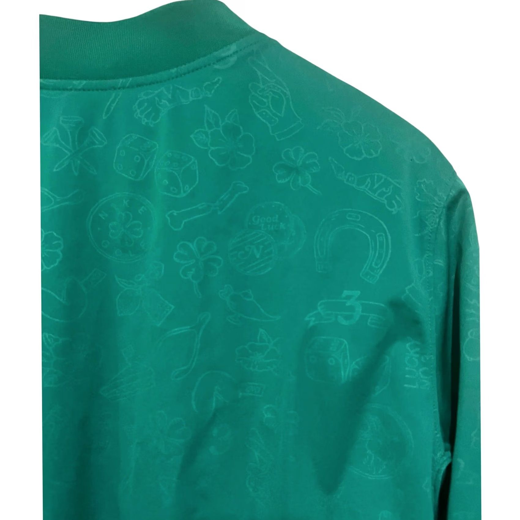 Nike Nike Shield Mens SZ S Green Lucky Embossed Print Pullover Jacket Core Fit Activewear Wind Resistant Water Resistant Size US S / EU 44-46 / 1 - 3 Thumbnail