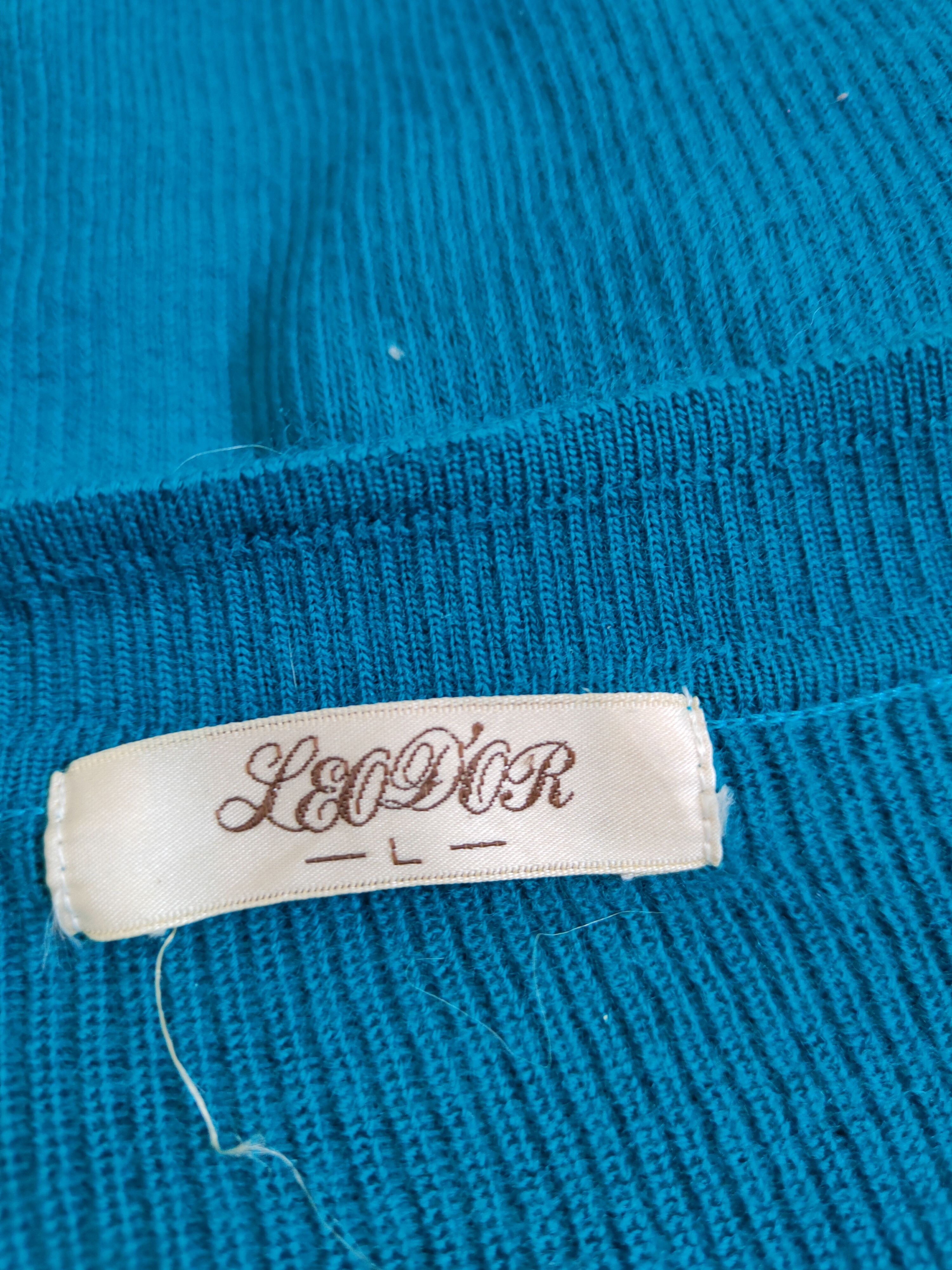 Japanese Brand × Vintage Leod'or Turquoise distressed ripped Knitwear Cardigan #S2012 Size L / US 10 / IT 46 - 12 Thumbnail