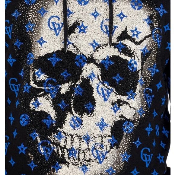 Designer Blue Black Sweater Hoodie George V Designer Brand From Paris Size US L / EU 52-54 / 3 - 3 Thumbnail