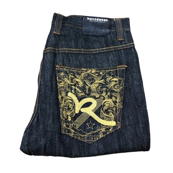 Rocawear Vintage Rocawear Embroidered Jeans Size 34 'Yellow R' Size US 34 / EU 50 - 1 Thumbnail