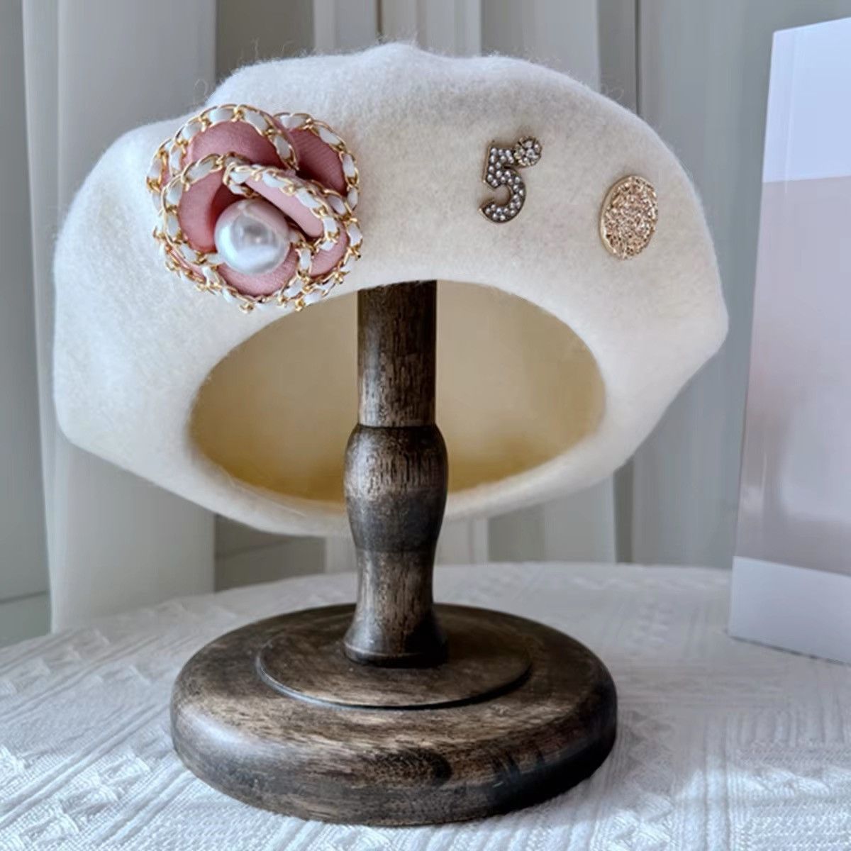 Pokemon White Brand Flower Wool Beret Winter Hat Size ONE SIZE - 1 Thumbnail