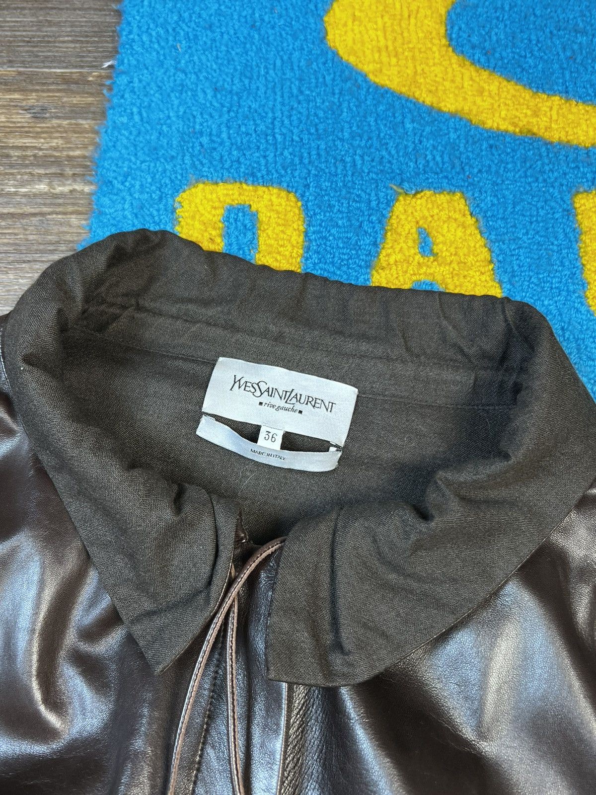 Yves Saint Laurent Yves Saint Laurent Rive Gauche Brown Leather Jacket Size XS / US 0-2 / IT 36-38 - 11 Thumbnail