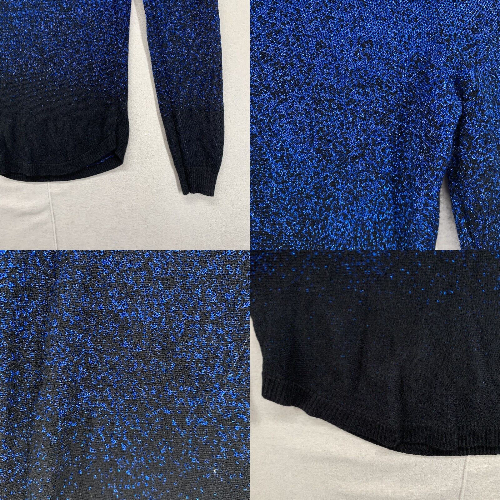 Vintage VINTAGE Notations Blouse Womens Small Black & Blue Metallic Textured V-Neck Long Sleeve Size S / US 4 / IT 40 - 8 Thumbnail