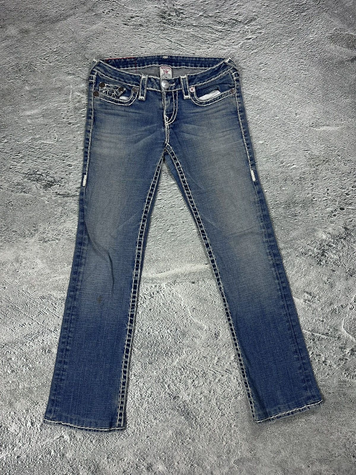True Religion True Religion blue jeans white thick stitching Gina super T Size 29" - 4 Thumbnail