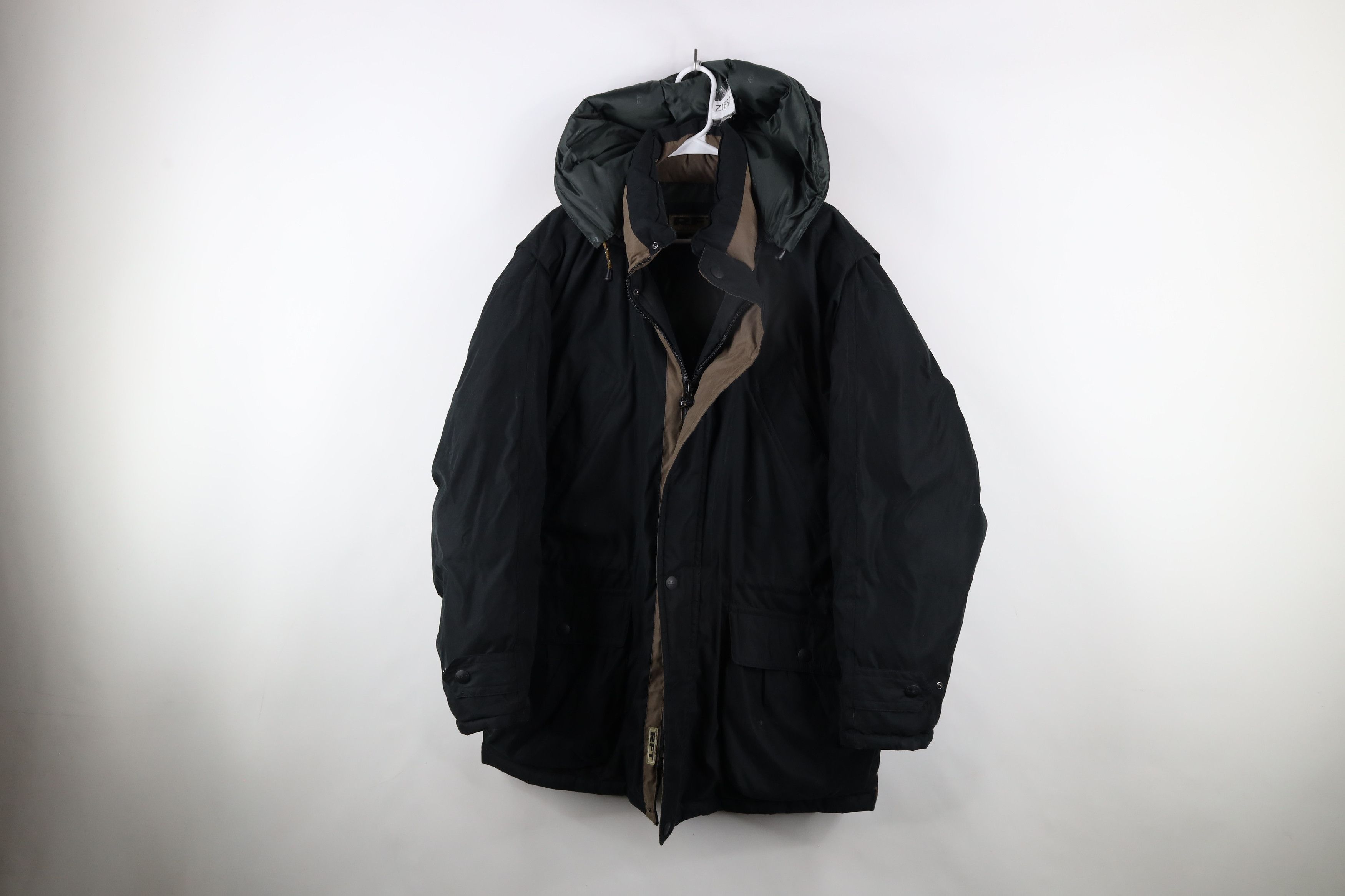 Vintage Vintage 90s Streetwear Duck Down Hooded Puffer Jacket Black Size US XL / EU 56 / 4 - 1 Thumbnail