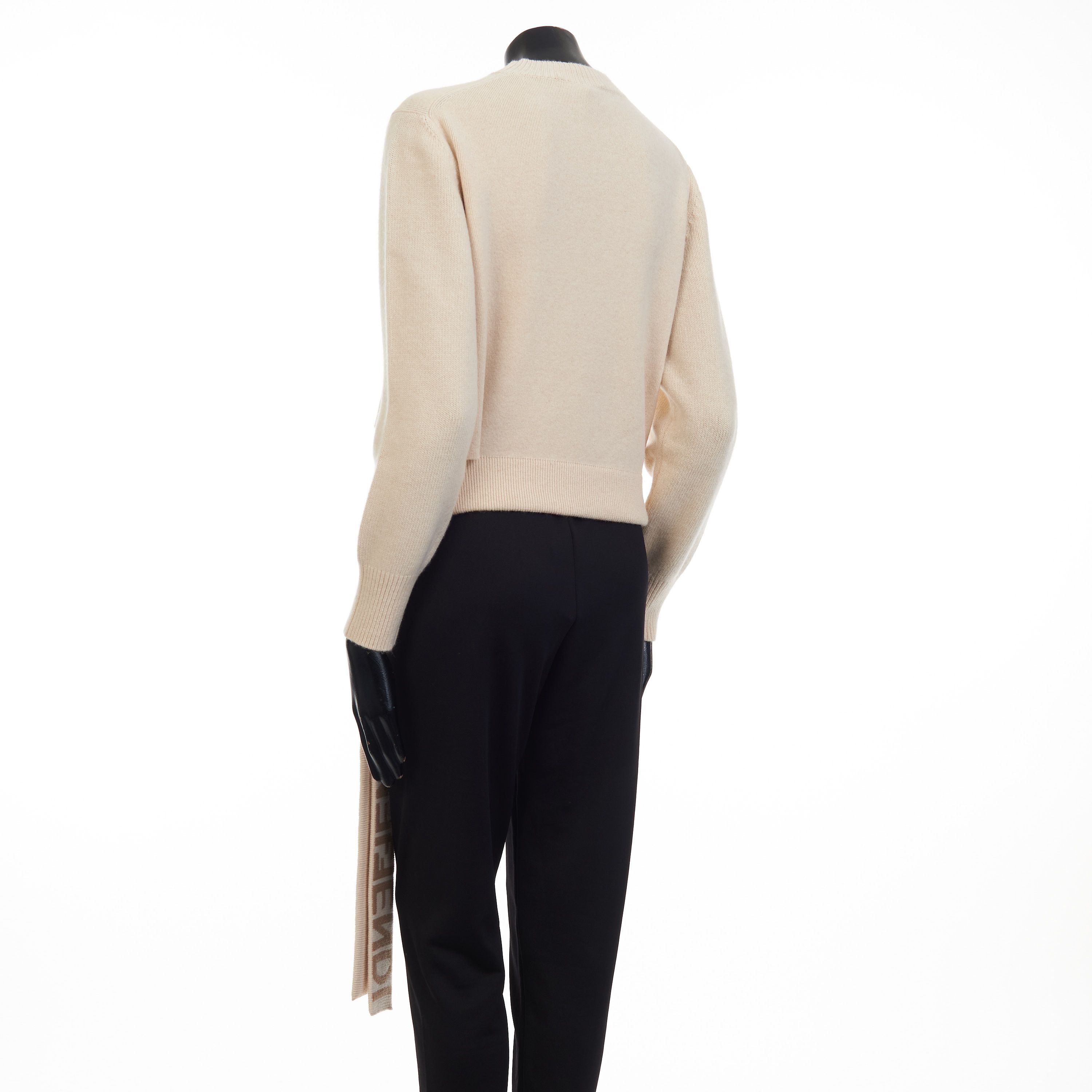 Fendi Beige Cashmere & Wool Sweater - Fendi Mirror Logo Motif Size S / US 4 / IT 40 - 4 Thumbnail