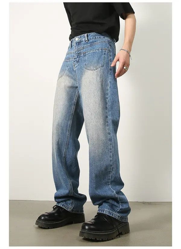 VIBE Retro distressed men's loose straight jeans Size US 32 / EU 48 - 3 Thumbnail