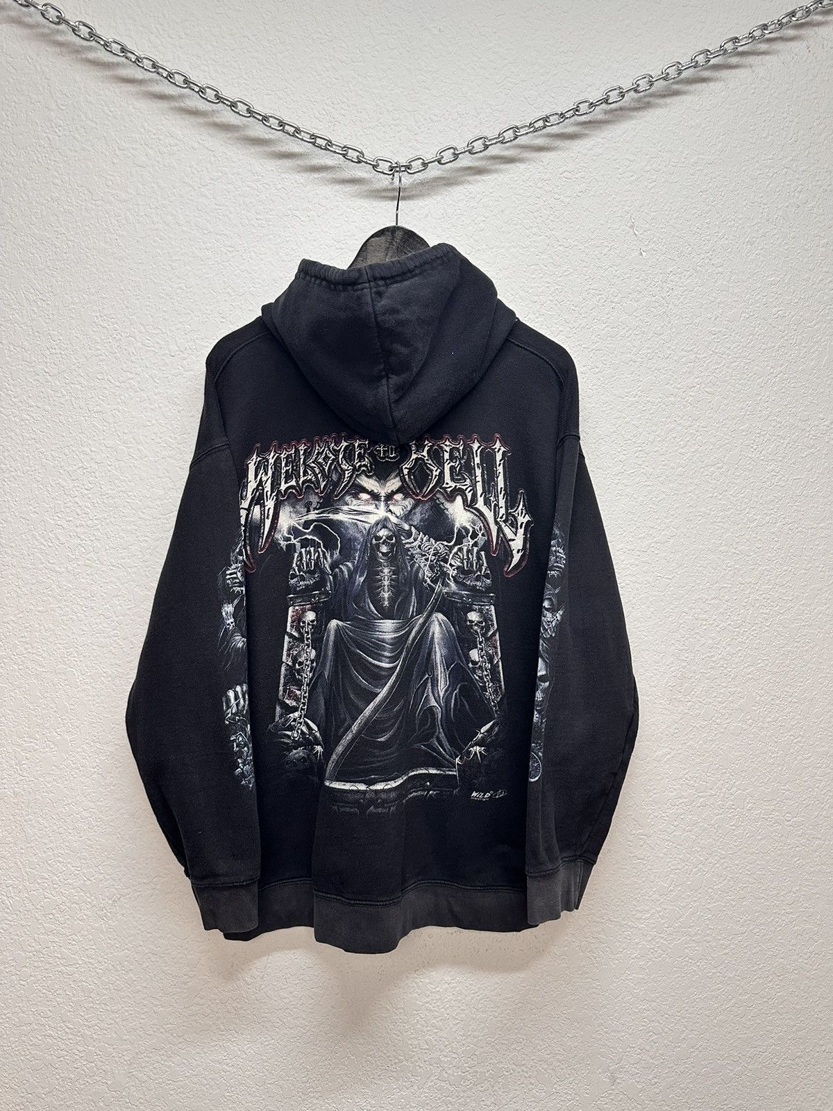 Band Tees Vintage Hoodie Welcome To Well Gothic Punk Wild 90s skull Size US XL / EU 56 / 4 - 9 Thumbnail