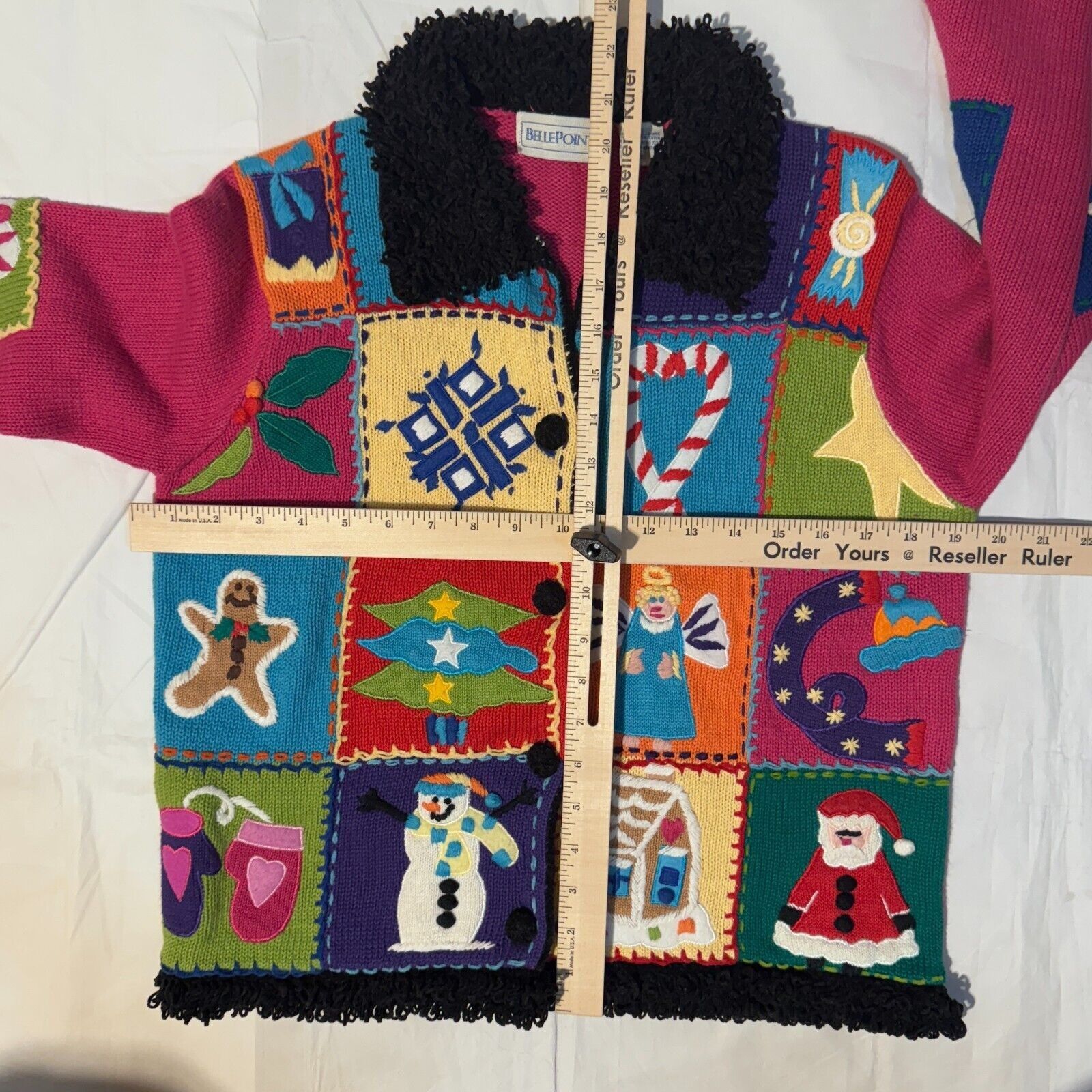 Vintage Vintage Belle Pointe Pink Christmas Sweater Patchwork Womens Size S / US 4 / IT 40 - 6 Thumbnail