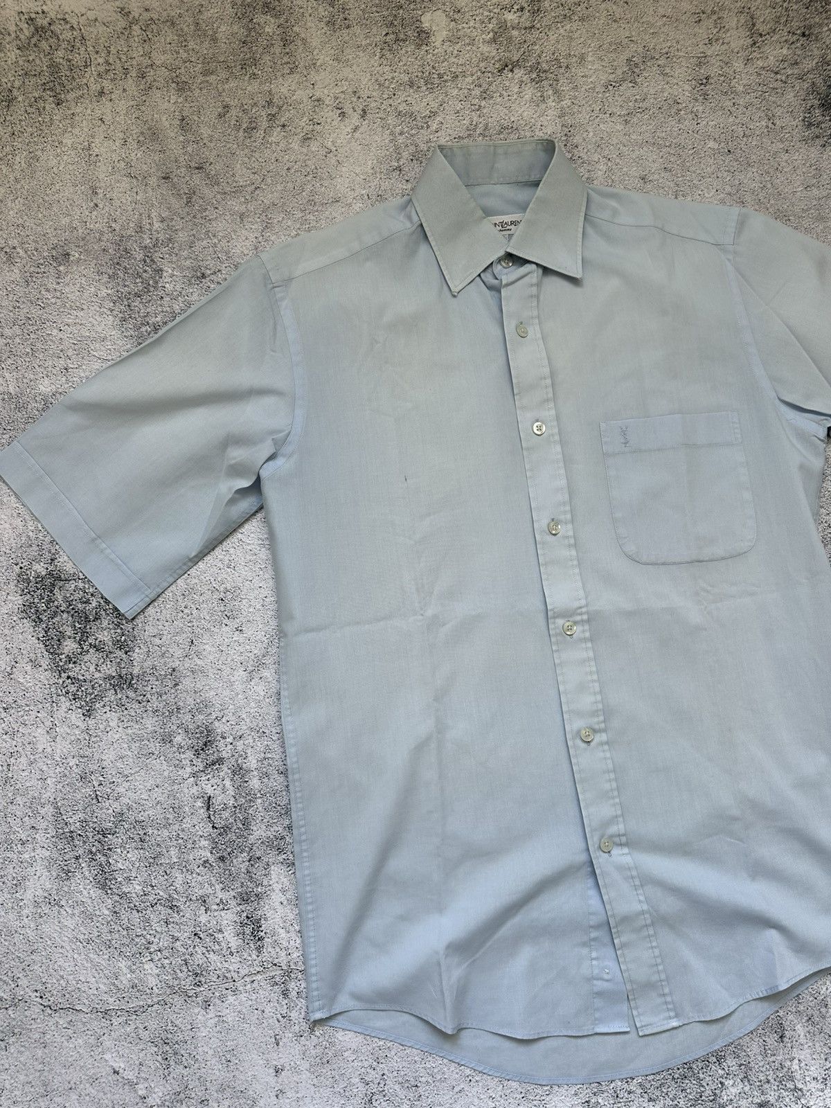 Yves Saint Laurent Vintage Yves Saint Laurent Shirts Sky Blue Logo Size US M / EU 48-50 / 2 - 4 Thumbnail