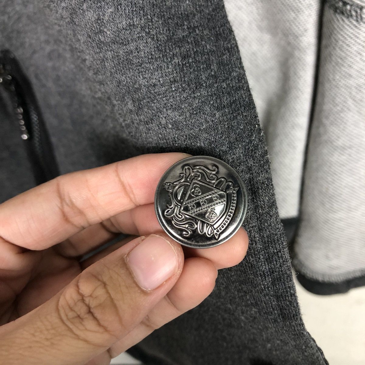 Hysteric Glamour 📌Cropped Biker Jacket Double Collar Algonquins Rich Grey Size US M / EU 48-50 / 2 - 17 Thumbnail