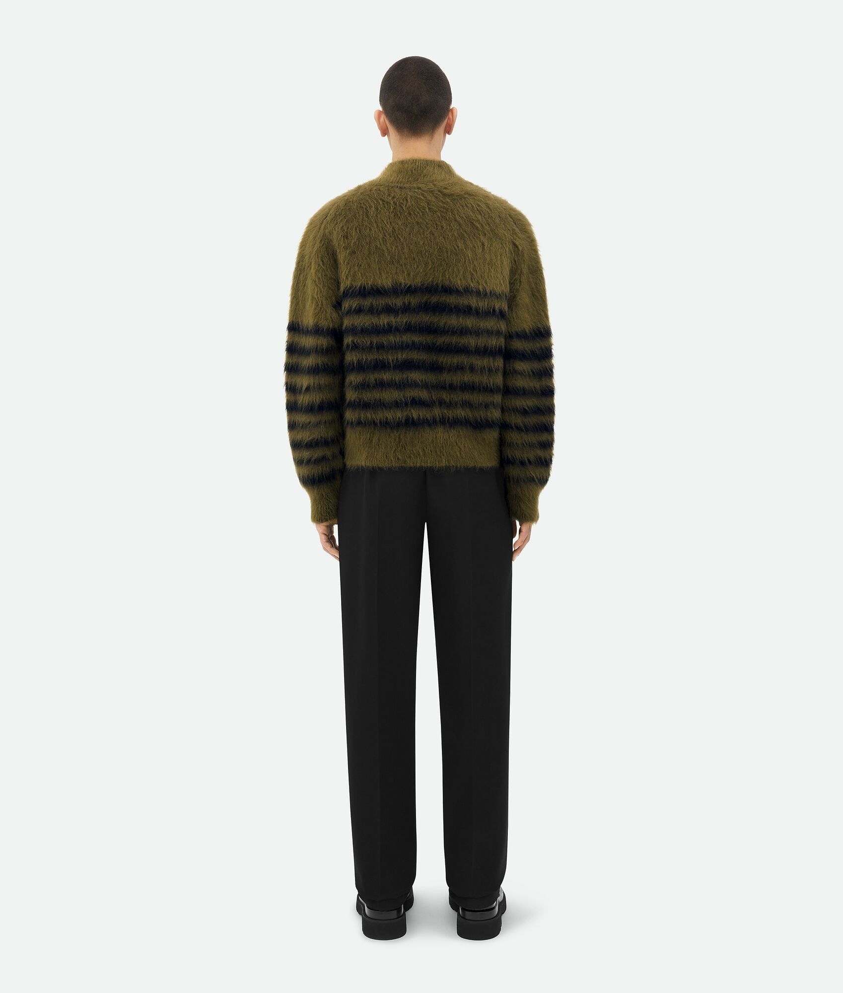 Bottega Veneta o1bcso1str0225 Heavy Marinière Mohair Sweater Olive Green Size US M / EU 48-50 / 2 - 3 Thumbnail
