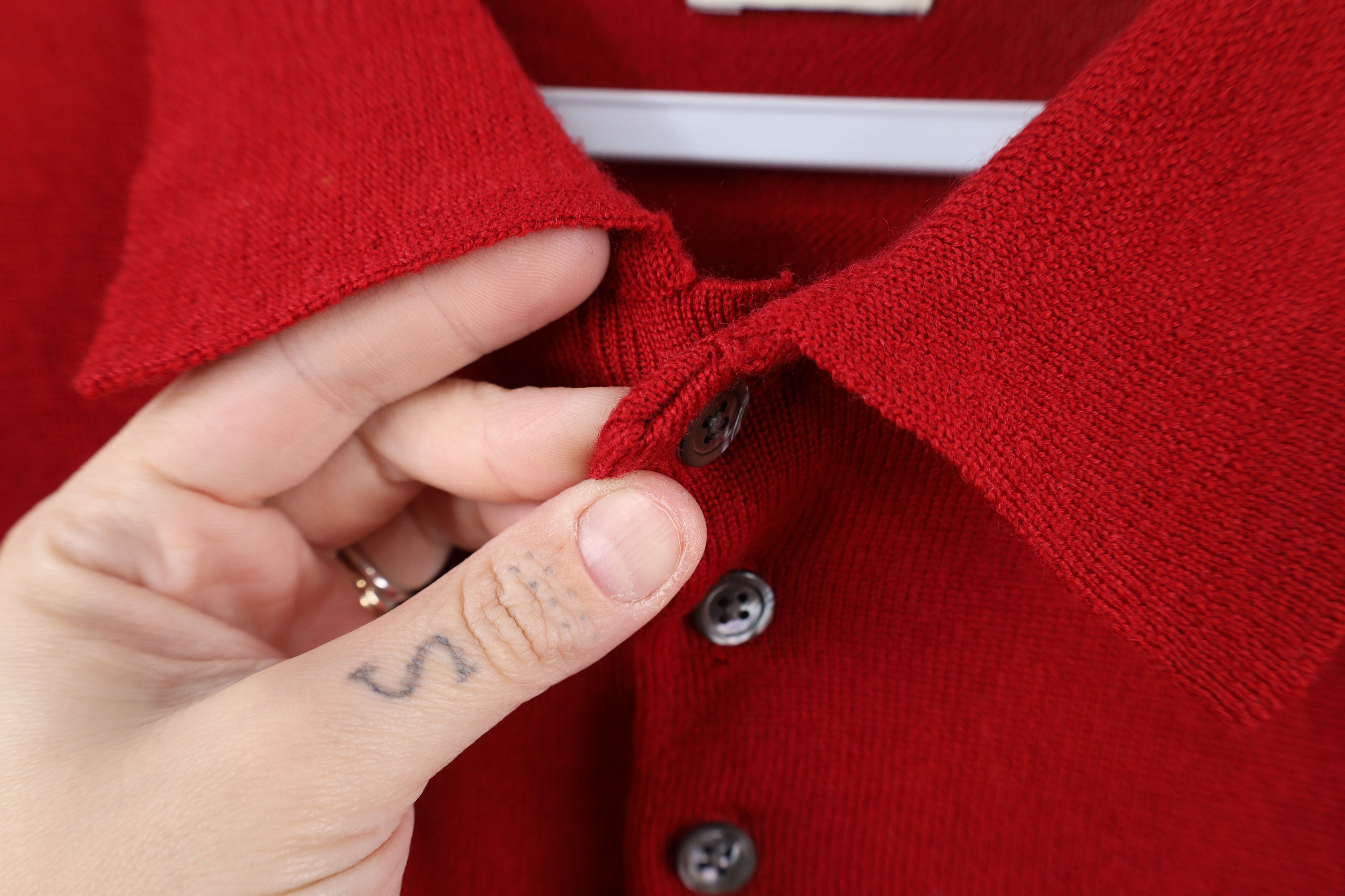 Gap Vintage 90s Gap Merino Wool Knit Collared Polo Sweater Red Size US S / EU 44-46 / 1 - 5 Thumbnail
