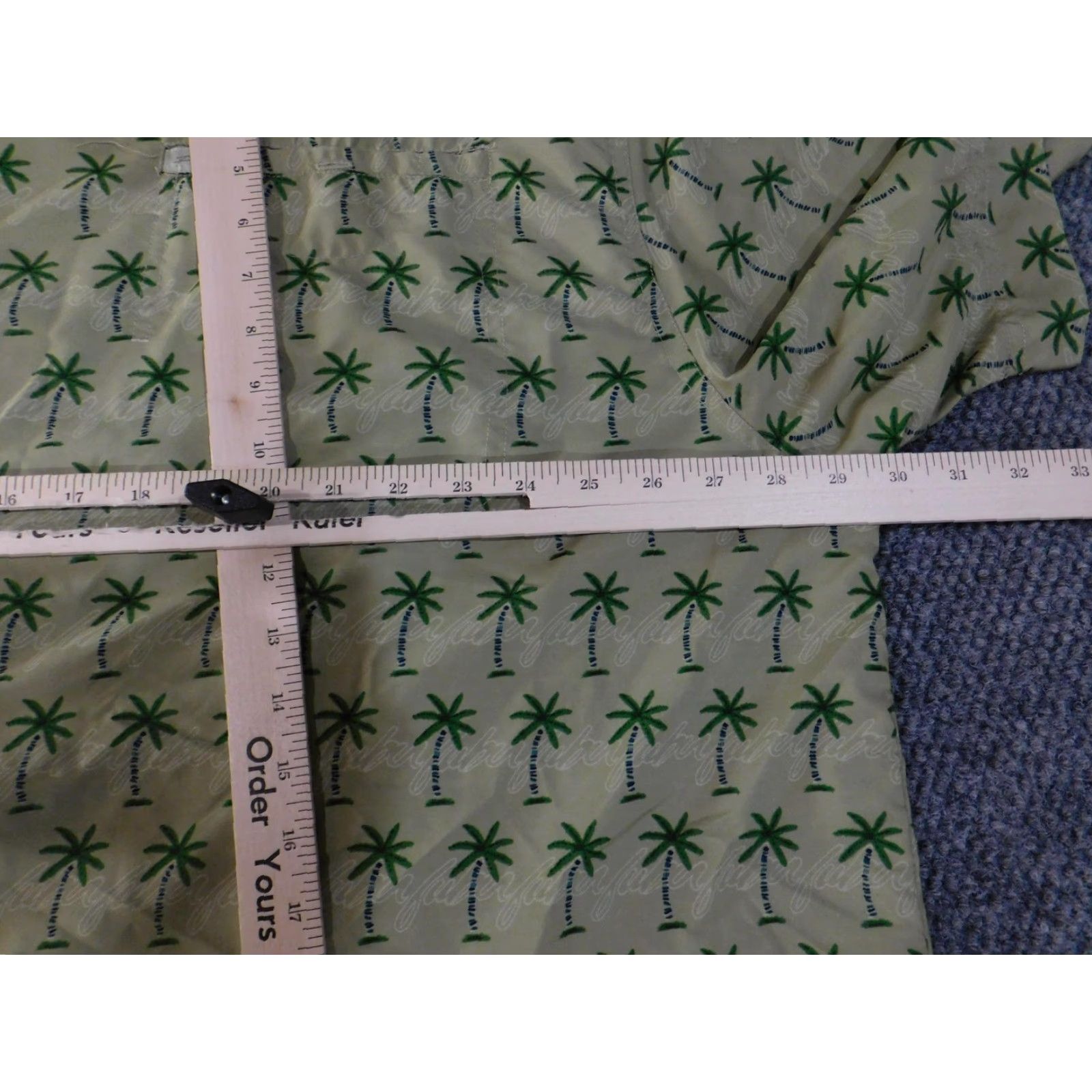 Fubu FUBU Shirt Mens 3XL Beige Green Palm Tree Hawaiian Aloha Button Up Short Sleeve Shirt Size US XXL / EU 58 / 5 - 6 Thumbnail