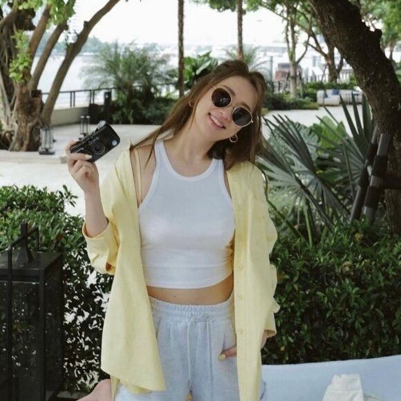 Miu Miu Miu Miu MU55ZS 5AK07F Sunglasses Gold Round Frame Size ONE SIZE - 4 Thumbnail