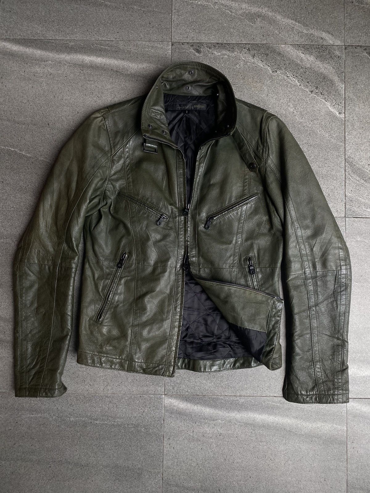 Schlussel Schlüssel Olive Green Leather Jacket Size US M / EU 48-50 / 2 - 2 Thumbnail