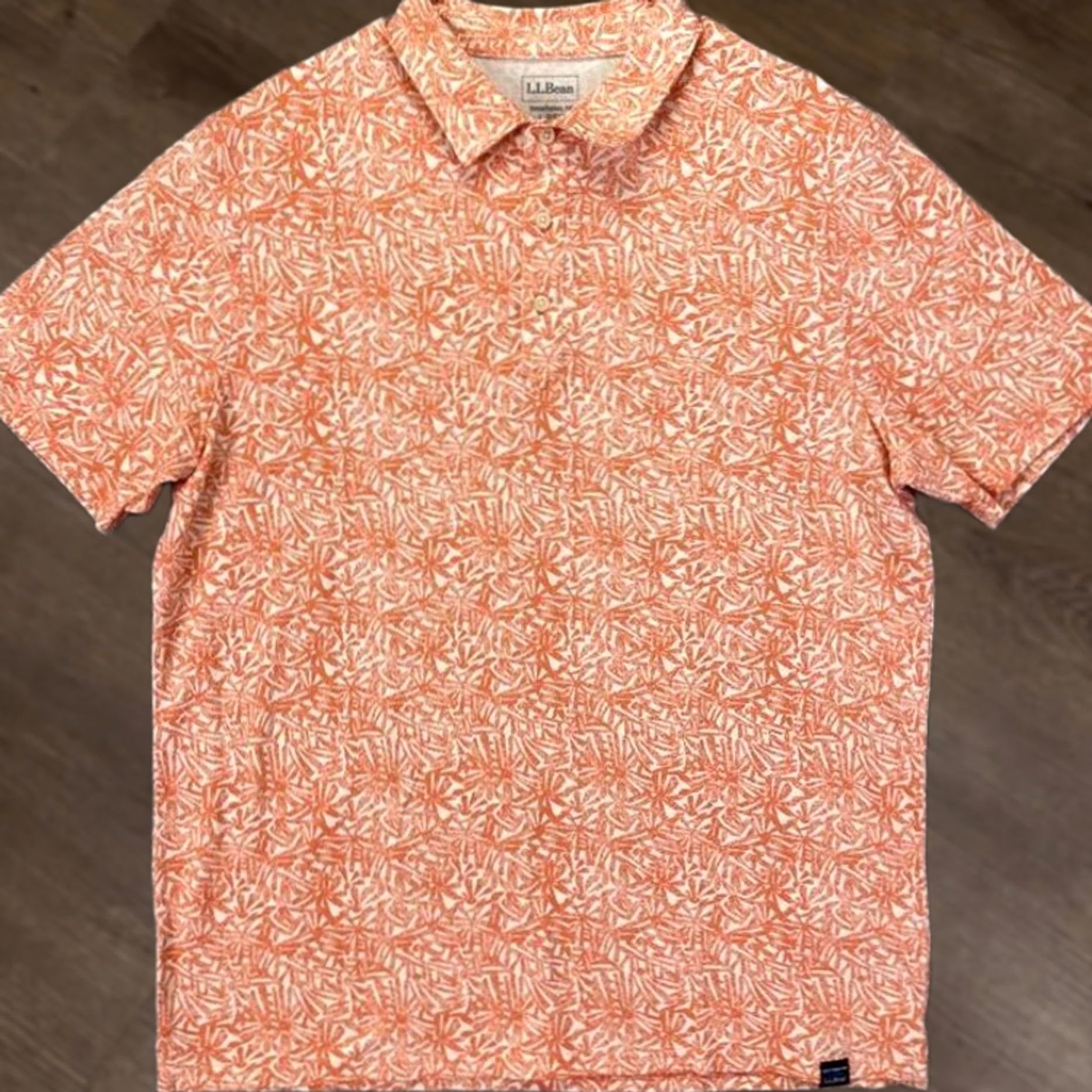 Vintage L.L. Bean Polo Shirt Mens Large Orange Geometric Traditional Fit Rugby Shirt Size US L / EU 52-54 / 3 - 1 Thumbnail