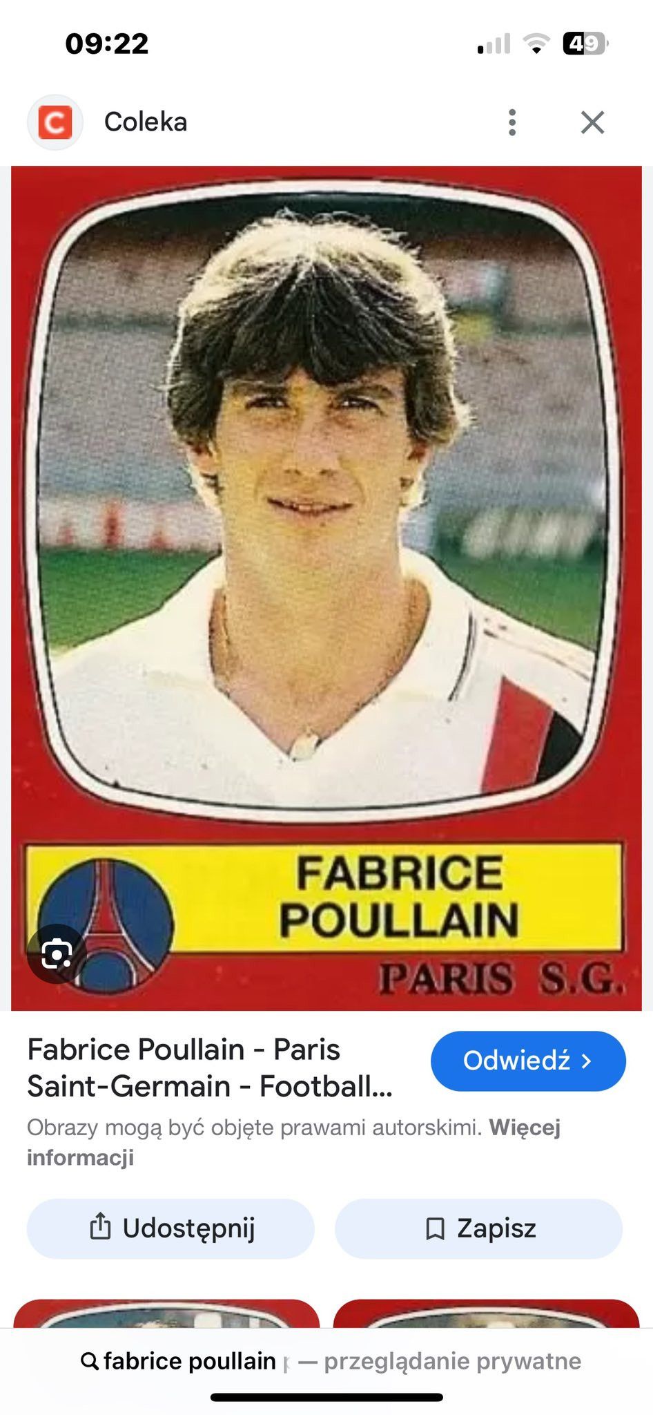Adidas Match-Worn PSG Jersey – Fabrice Poullain – 1987/88 Season Size US M / EU 48-50 / 2 - 2 Thumbnail