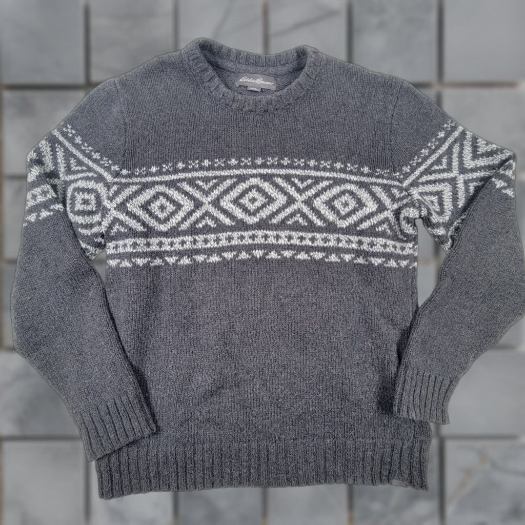 Eddie Bauer Eddie Bauer Men's Sweater Size Large Gray Cotton Wool Knit Pullover Ski Pullover Mens Knit Wool Gray Size US L / EU 52-54 / 3 - 1 Thumbnail