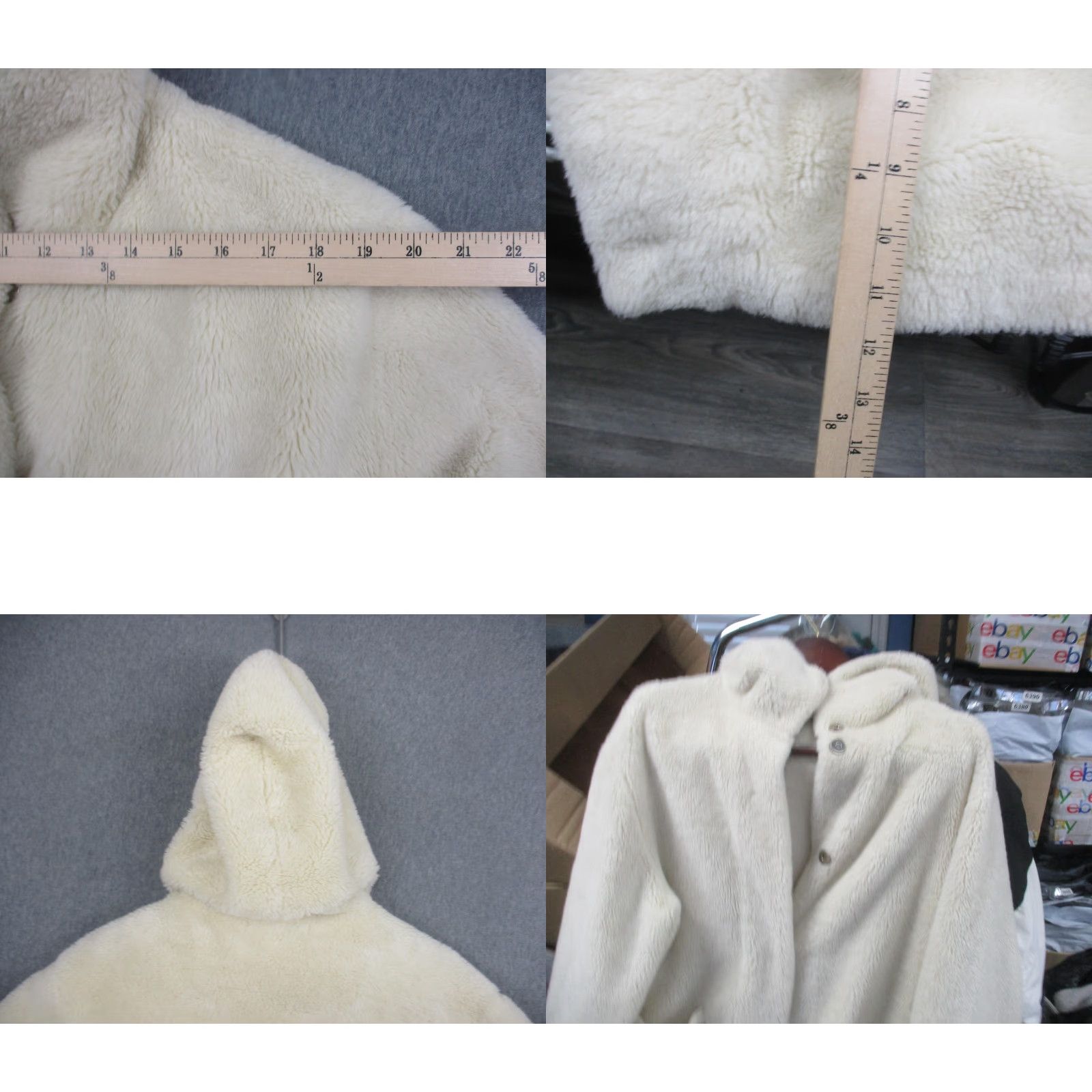 Vintage Cote Femme Coat Womens L White Hooded Faux Fur Long Teddy Full Length Warm Size L / US 10 / IT 46 - 9 Thumbnail