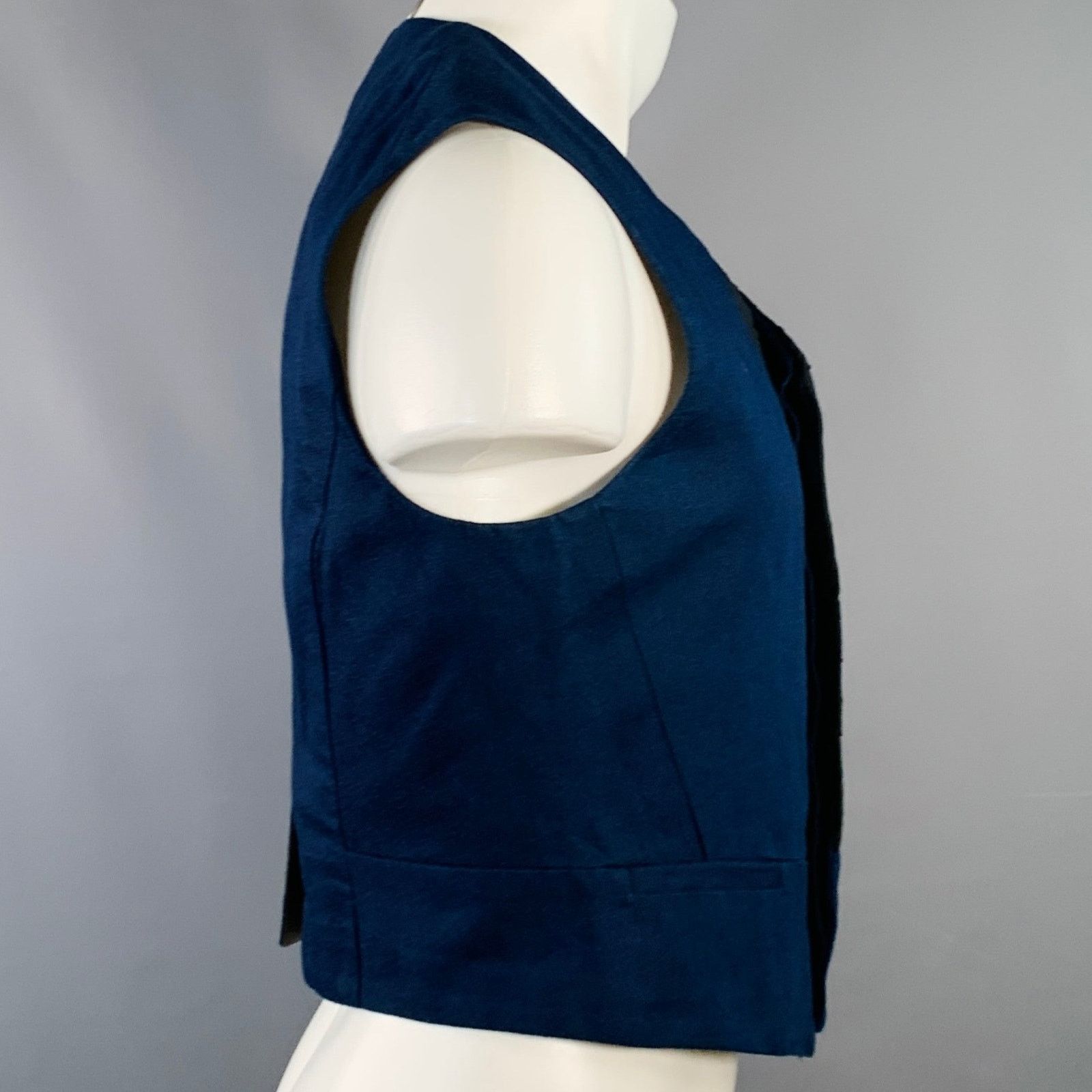 Haider Ackermann Size 38 Navy Black Cotton Linen Cropped Vest Size 38R - 3 Thumbnail