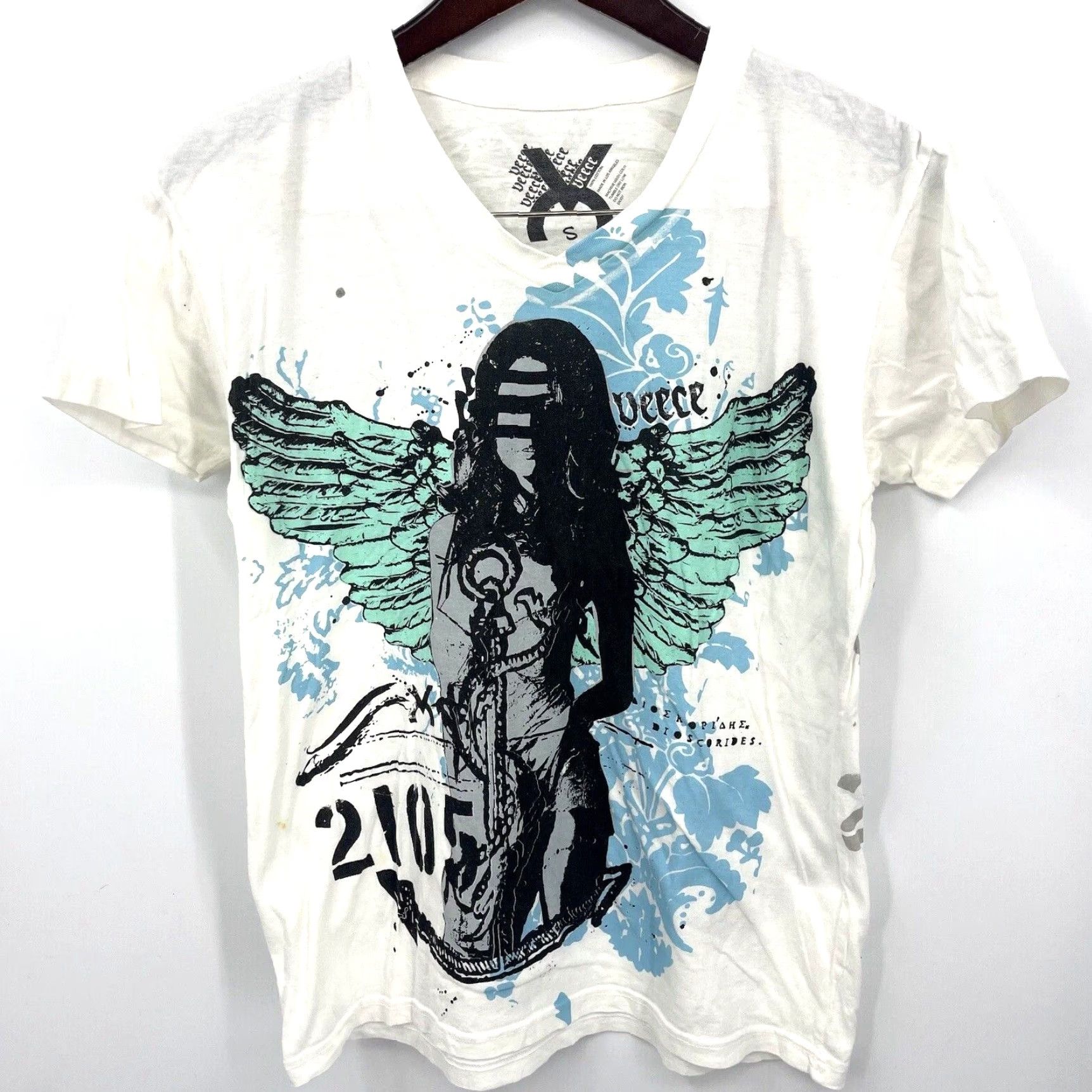 Vintage VINTAGE Veece T-Shirt Mens Small White Graphic Angel Fairy 1980s Cotton Shirt Adult Small Angel Fairy Mens Size US S / EU 44-46 / 1 - 2 Thumbnail