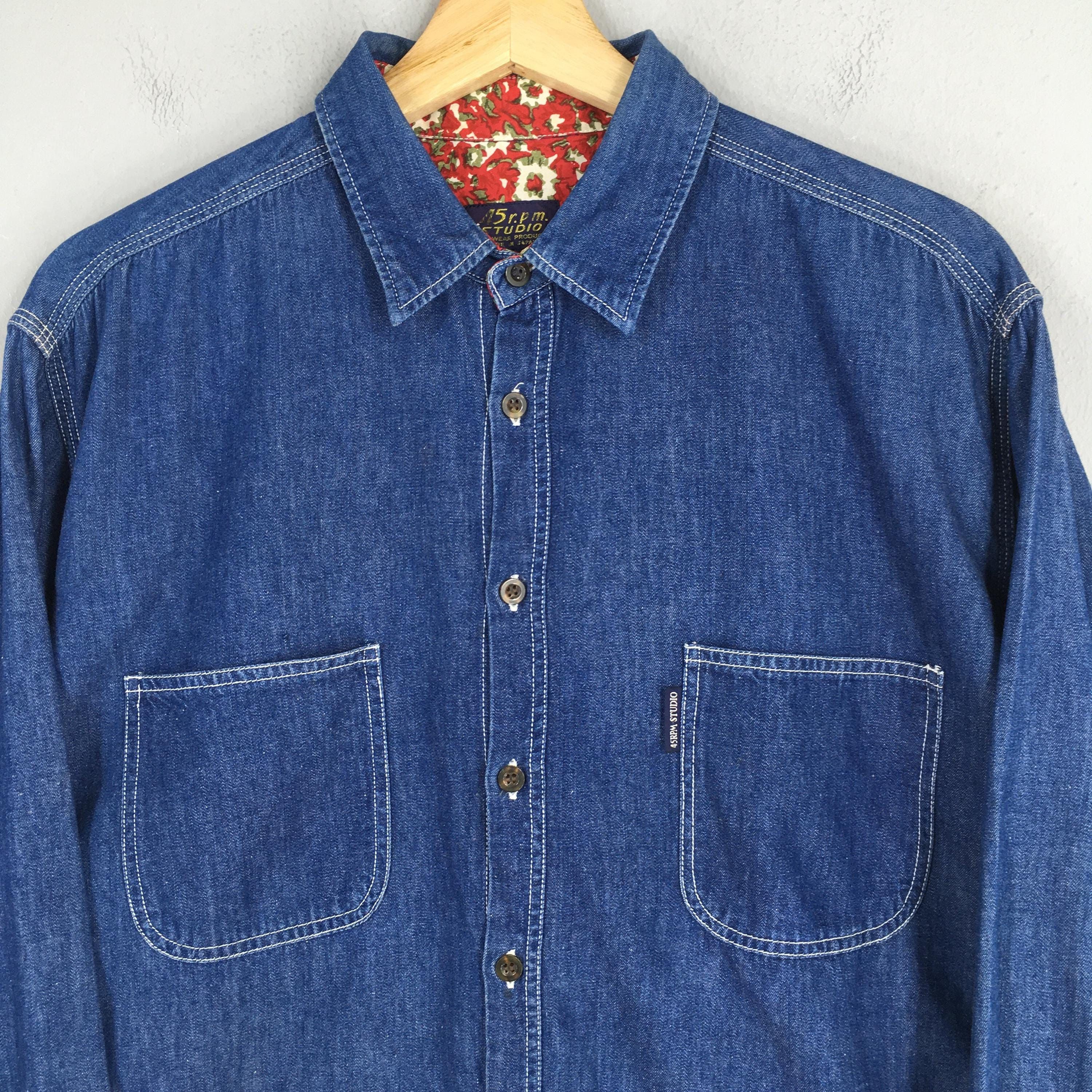 45rpm Vintage 45 RPM Studio Blue Jeans Shirt Large Size US L / EU 52-54 / 3 - 2 Thumbnail