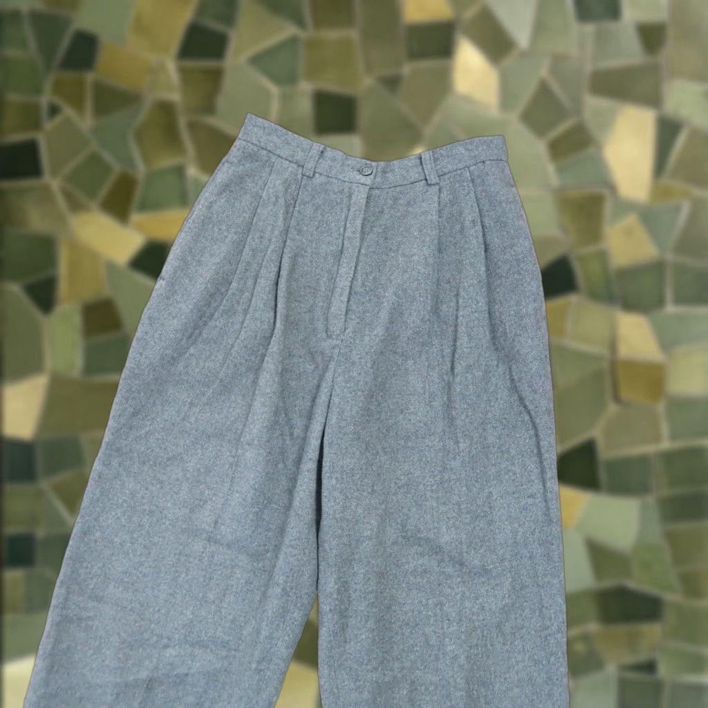 Vintage VINTAGE Basco Collection grey wool blend high rise straight leg pants Women 10 26x30 Wool Polyester 90s 80s Dress Pants Vintage Size 26" / US 2 / IT 38 - 1 Thumbnail