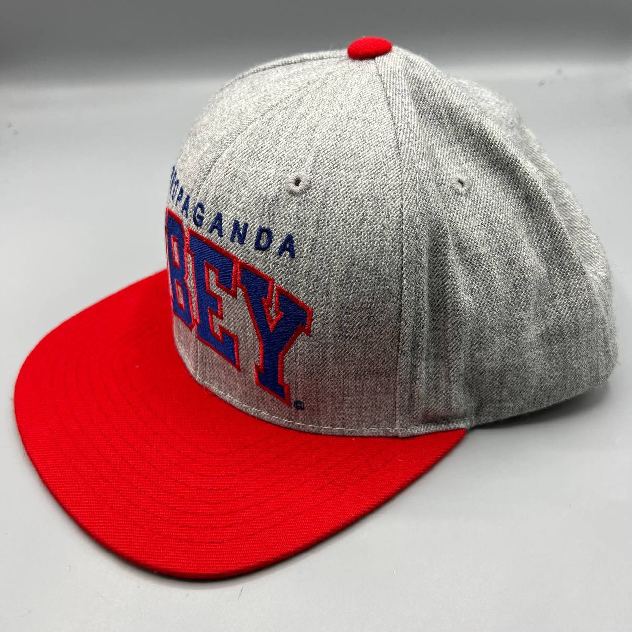 Obey Obey Propaganda Hat Men Gray Red Embroidered Snap Back Cap Size ONE SIZE - 3 Thumbnail