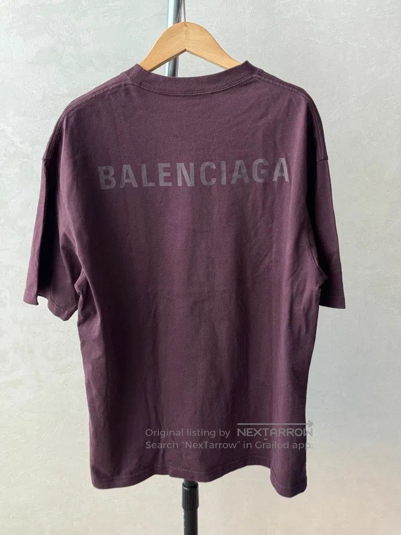 Balenciaga Balenciaga Wine Red Front and Back Letter Printed Short Sl Size US XS / EU 42 / 0 - 2 Thumbnail