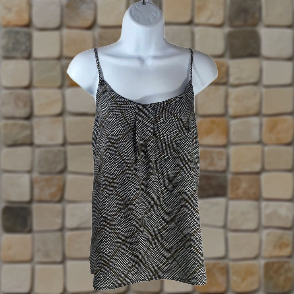 Vintage VINTAGE The Limited Tank Top Blouse Sleeveless Argyle Spaghetti Straps Black White Gold Ladies Small Womens Size S / US 4 / IT 40 - 1 Thumbnail