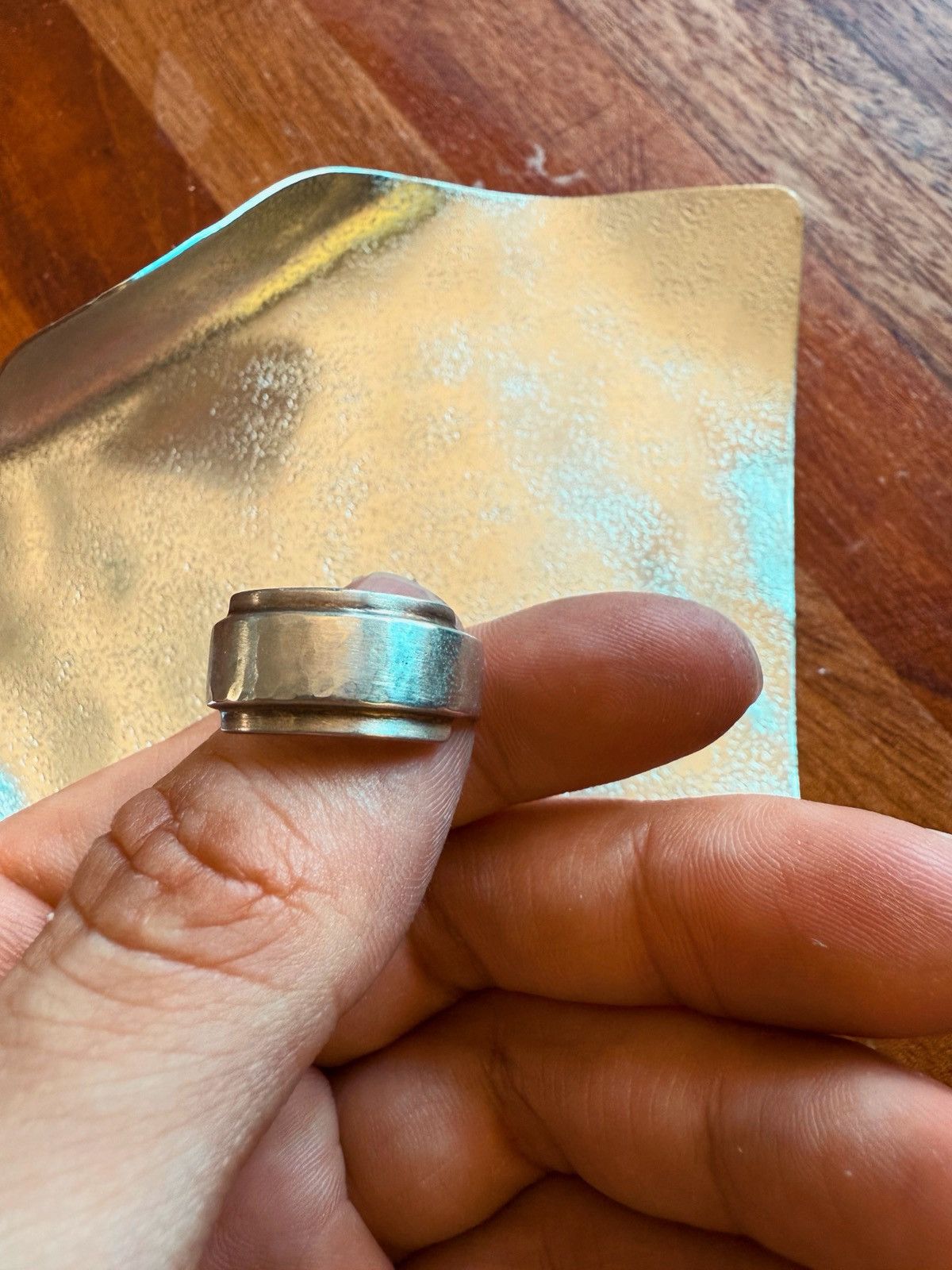 Other Handcrafted Sterling Silver Hammered Band – Unisex Size ONE SIZE - 3 Thumbnail