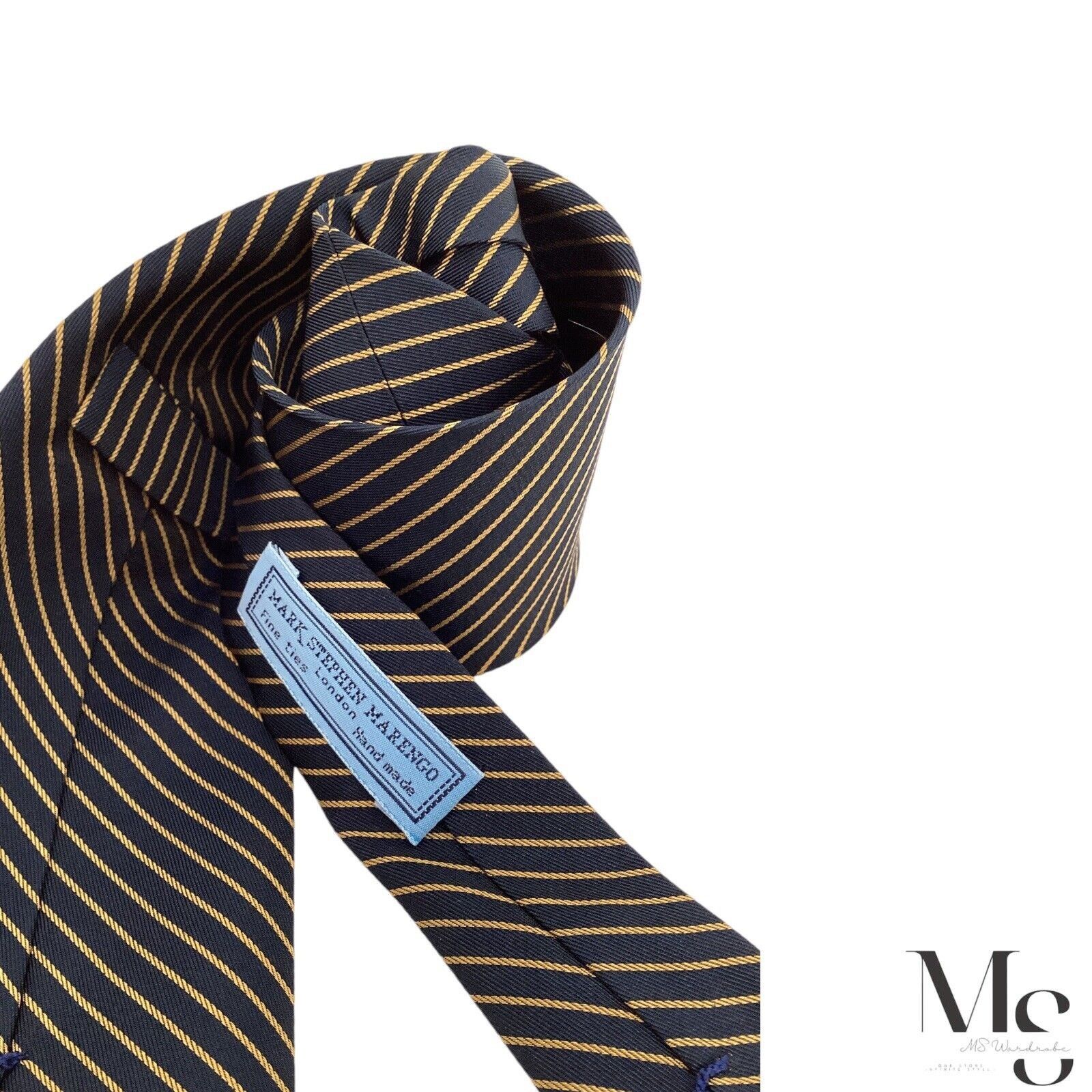 Other MARK STEFEN MARENGO Navy With Light Brown Stripe Silk Tie H. Size ONE SIZE - 6 Thumbnail