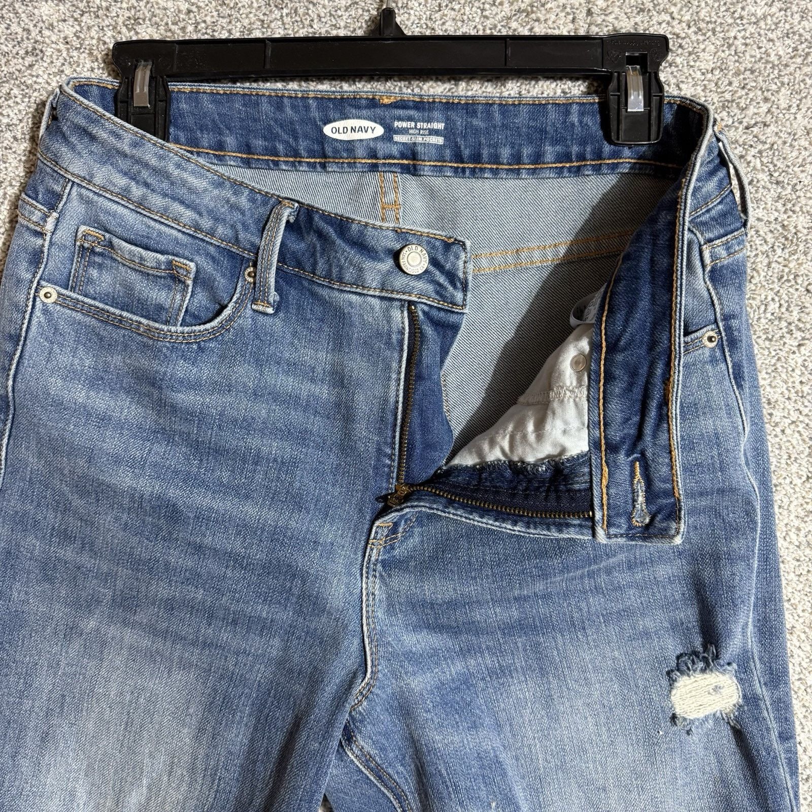 Old Navy Old Navy Jeans Womens 10 Power Straight Distressed Grunge Size 32" / US 10 / IT 46 - 6 Thumbnail