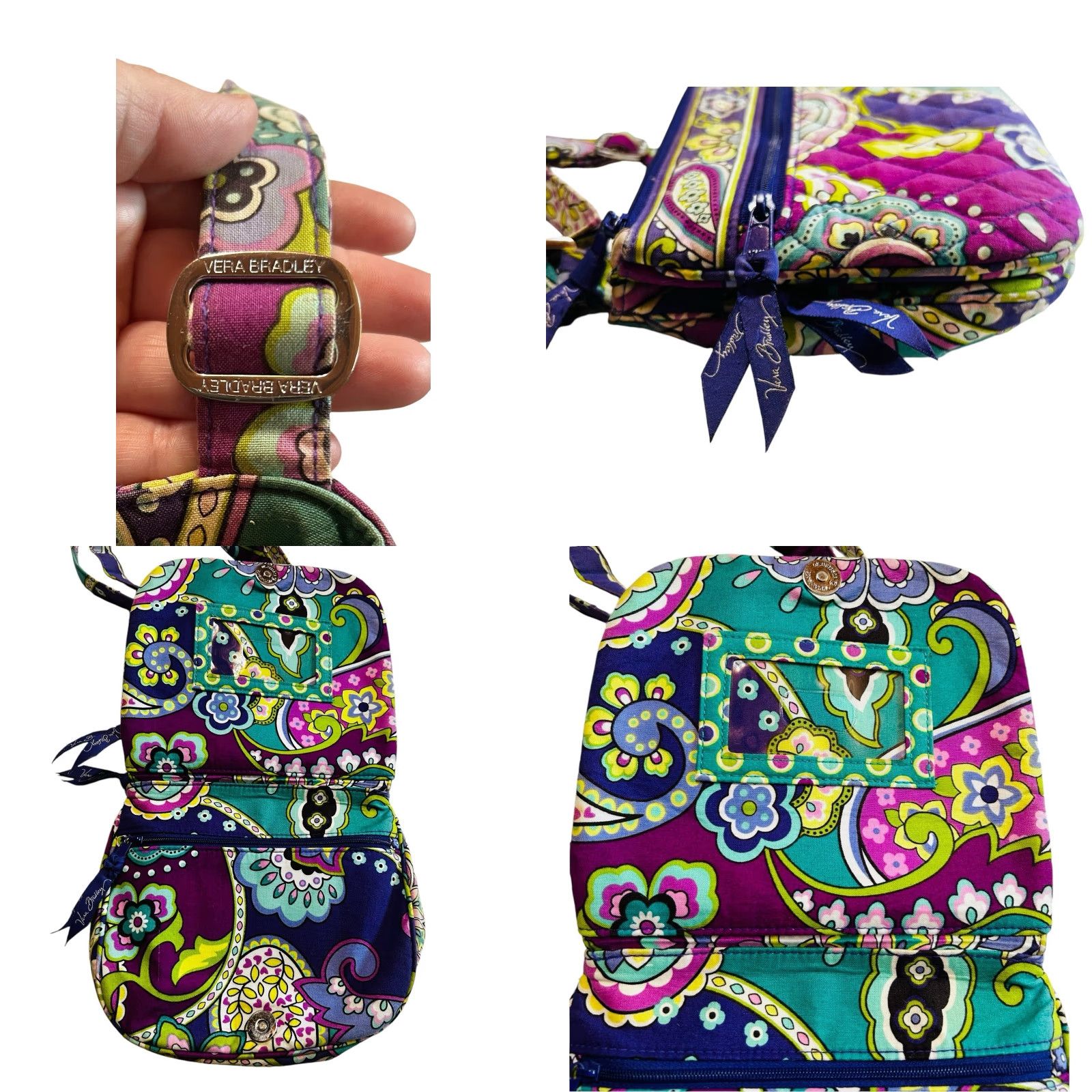 Vera Bradley Vera Bradley Crossbody Saddle Purse Purple Heather Paisley Bag Size ONE SIZE - 8 Thumbnail
