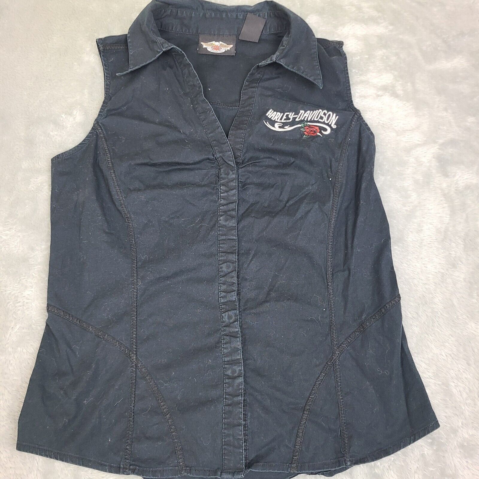 Harley Davidson Harley Davidson 90's COllared V Cut Vest Tank Snap Buttons S Size S / US 4 / IT 40 - 1 Thumbnail