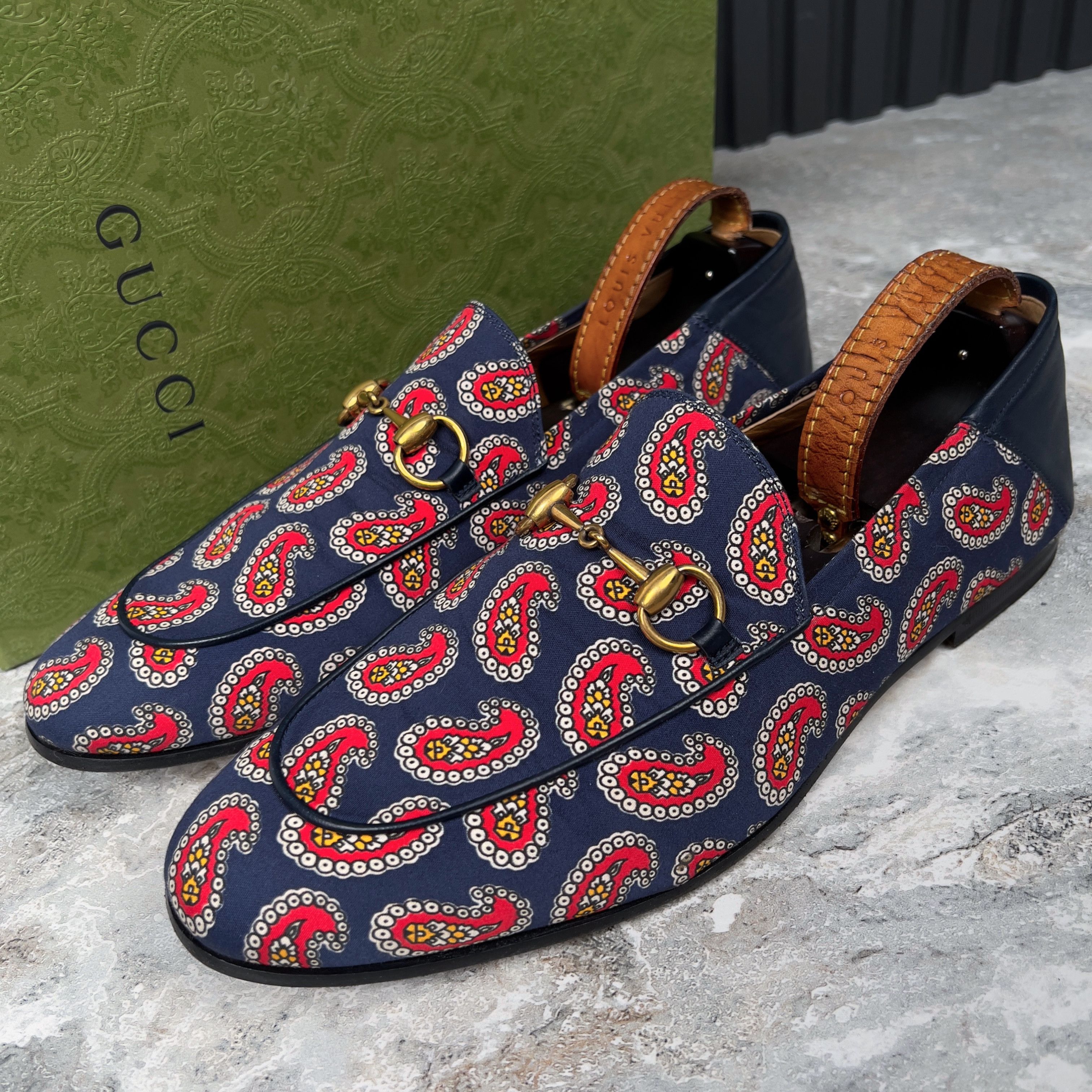 Gucci Canvas Paisley Horsebit Brixton Loafers Size US 10 / EU 43 - 1 Thumbnail