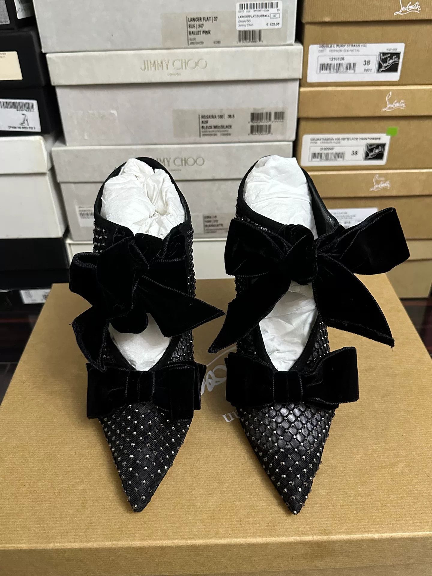 Jimmy Choo Jimmy Choo Velvet Bow High Heels Size US 8 / IT 38 - 1 Thumbnail