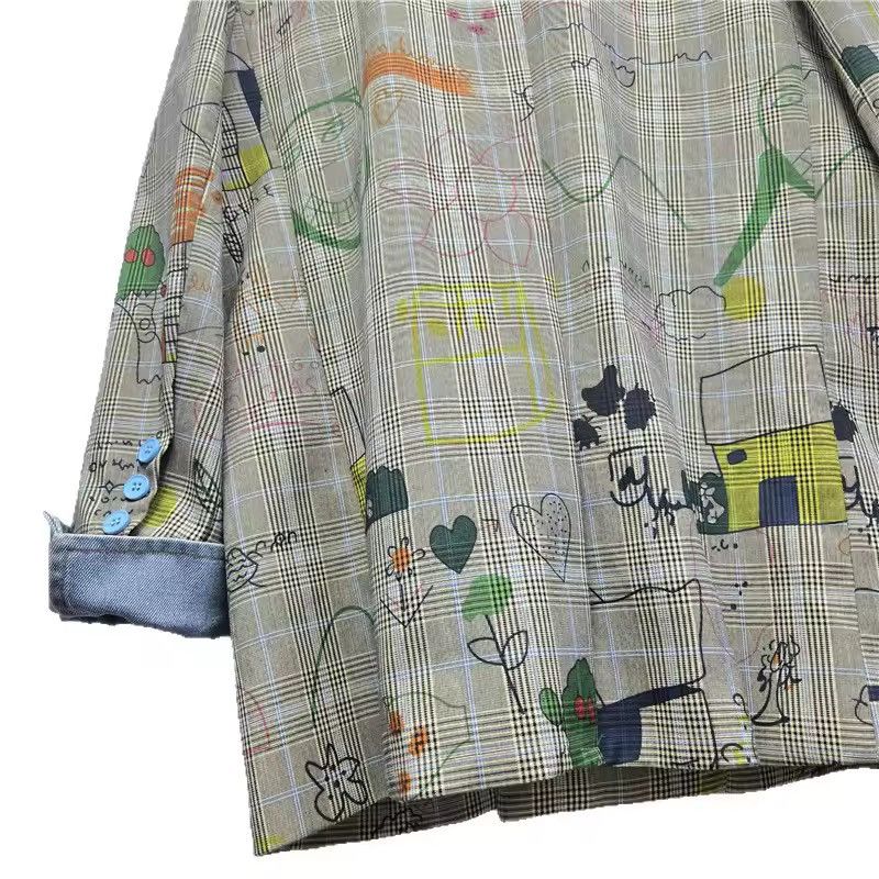 Other Designer Plaid Loose Frayed Vintage Style Jacket Blazer Size M / US 6-8 / IT 42-44 - 6 Thumbnail