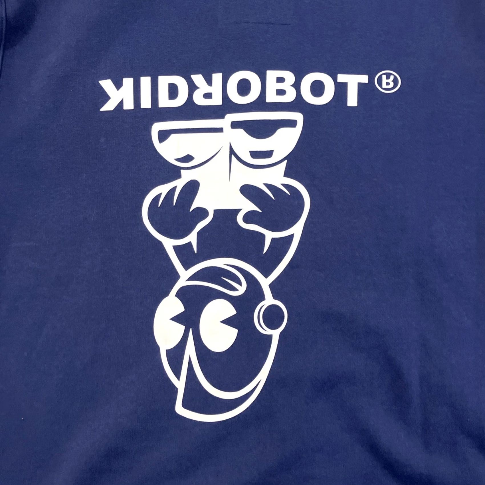 Logo 7 VINTAGE Kidrobot Hoodie Full Zip Up Inverted Logo Men's Large Blue Graphic Print Hooded Pockets Size US L / EU 52-54 / 3 - 6 Thumbnail