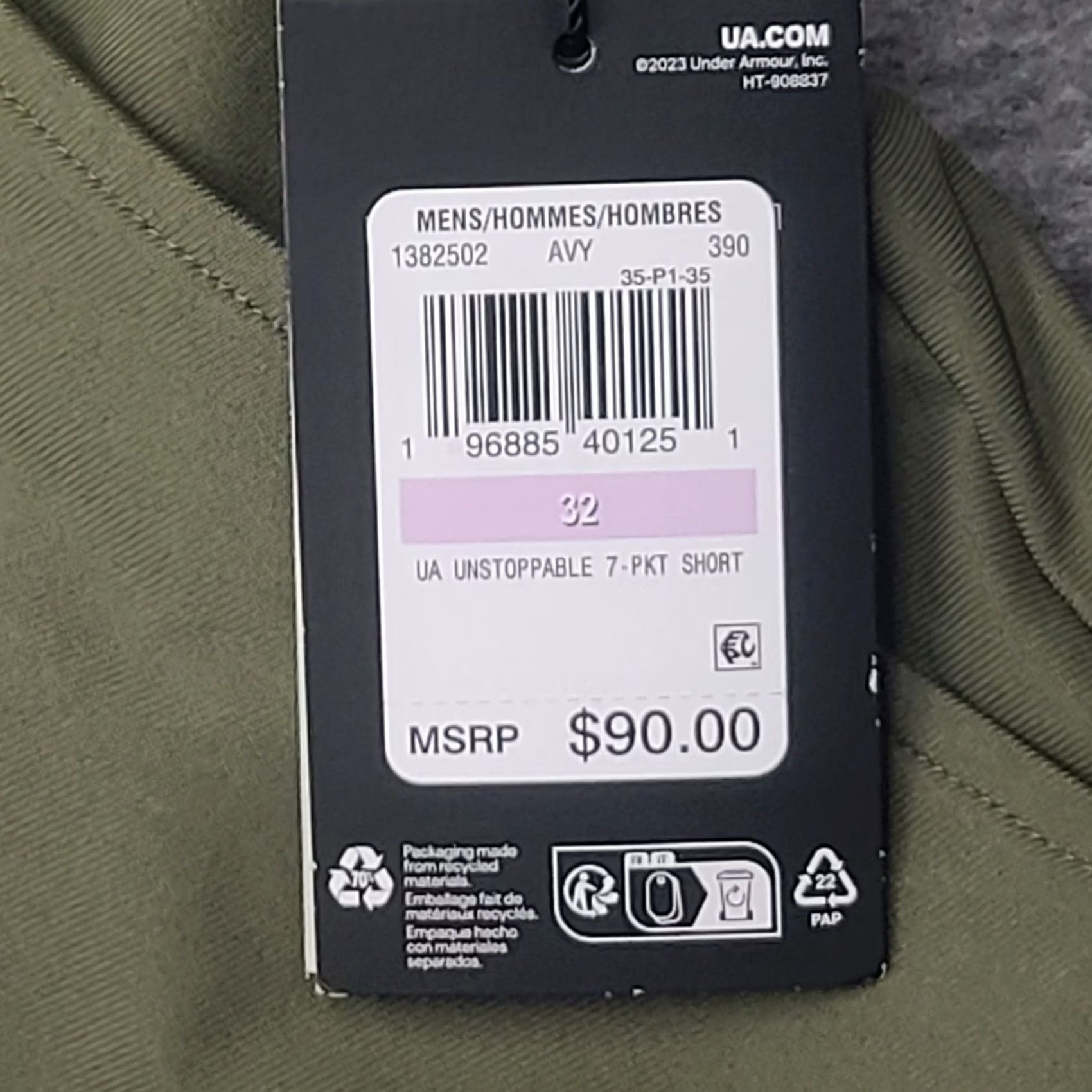 Under Armour Under Armour Unstoppable 7-Pkt Shorts Mens 32 Olive Green Hiking Athletic NWT Size US 32 / EU 48 - 3 Thumbnail