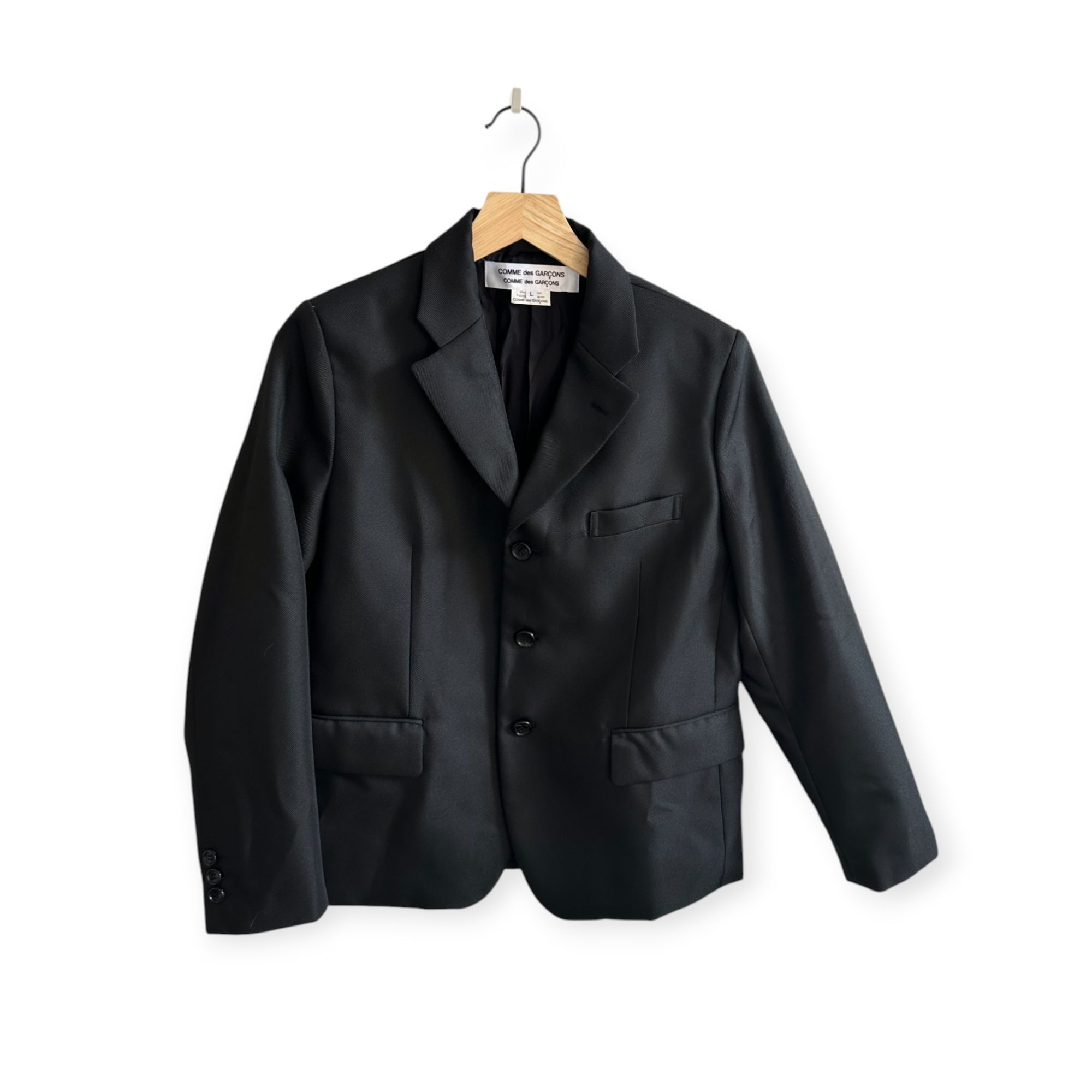 Comme des Garcons Comme des Garçons CDG Polyester Serge Thick Blazer Black, Si Size L / US 10 / IT 46 - 1 Thumbnail
