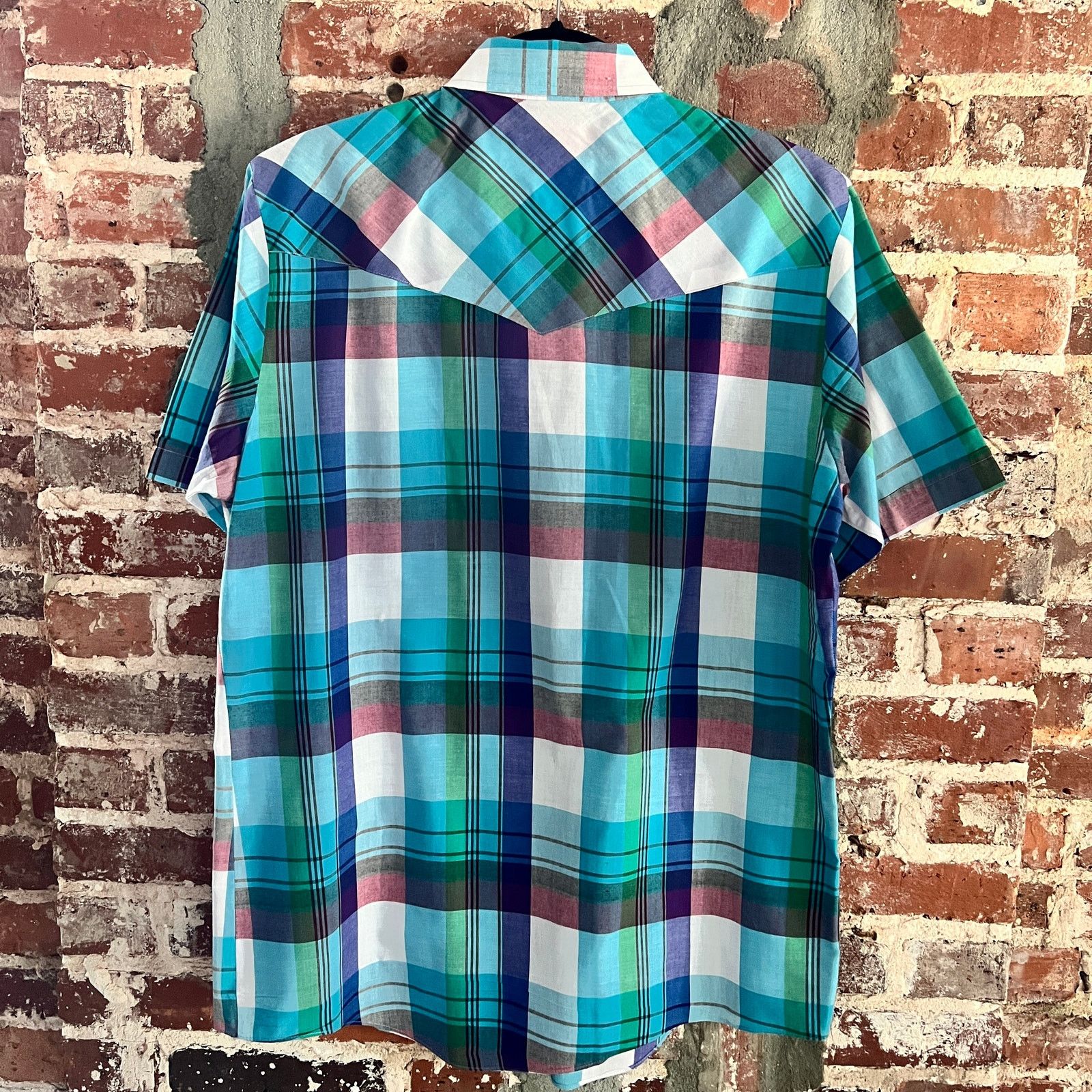 Vintage VTG ELY Plains Men's SS Blue Plaid Pearl Snap Shirt M 21x30 Size US M / EU 48-50 / 2 - 5 Thumbnail