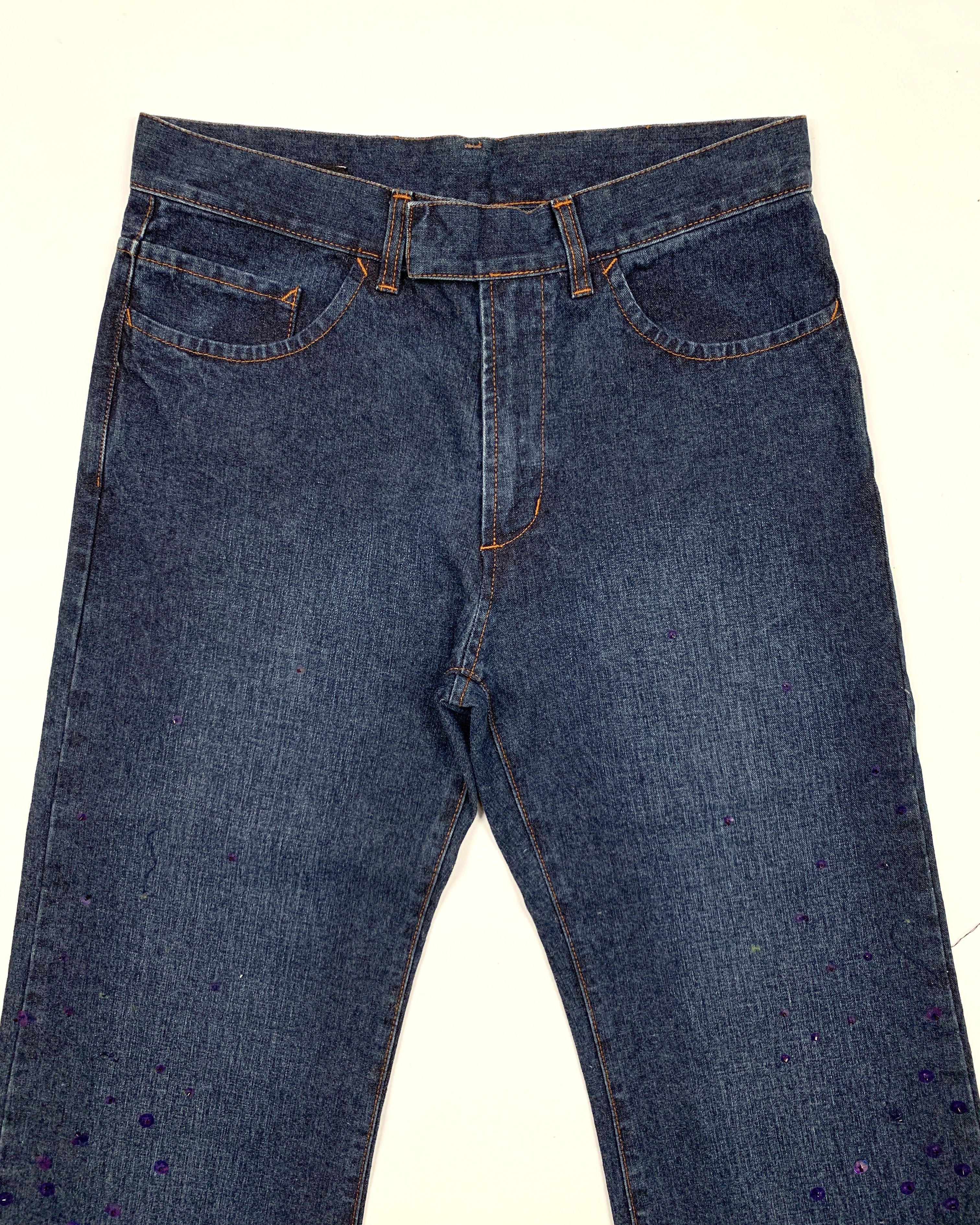 Jean Paul Gaultier 90s Embellished Flared Rave Jeans Size 30" / US 8 / IT 44 - 5 Thumbnail