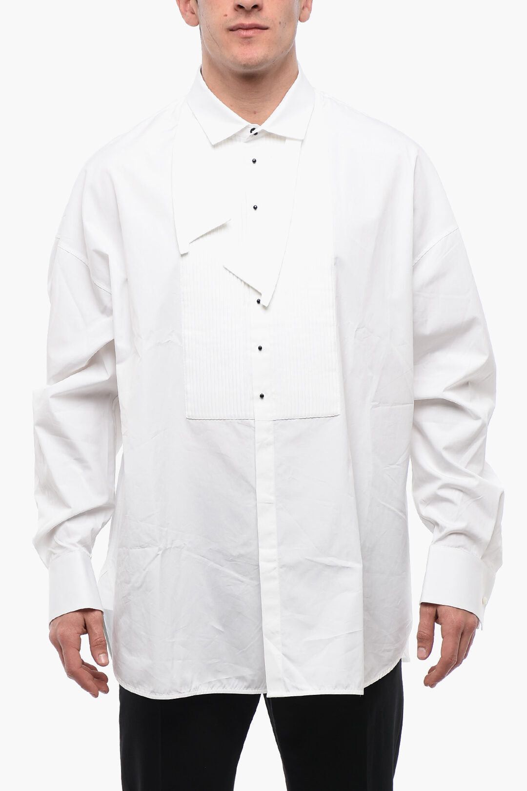 Tuxedo Shirt with Contrast Buttons