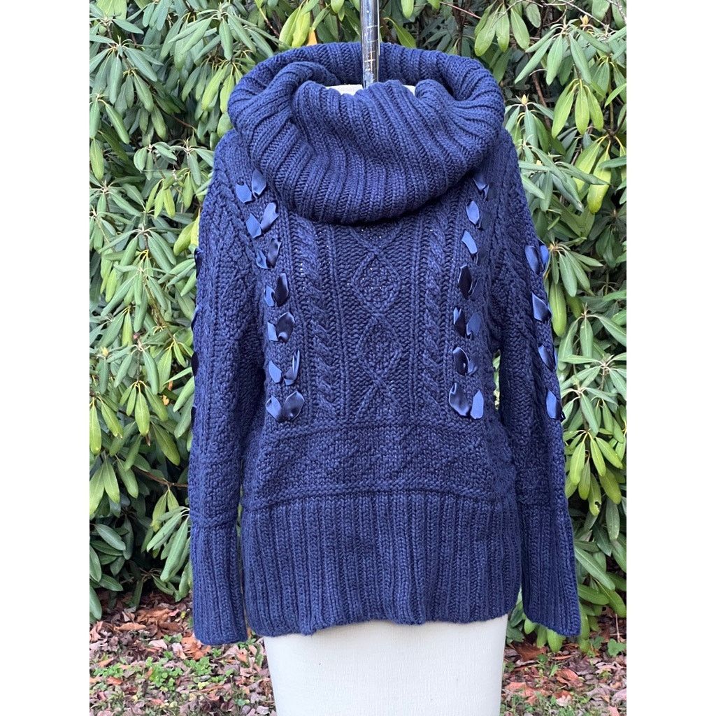 Ralph Lauren Denim & Supply Ralph Lauren Navy L Cable Knit Ribbon Sweater Size L / US 10 / IT 46 - 1 Thumbnail