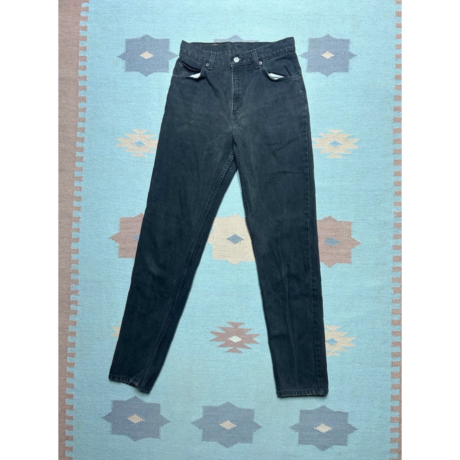 Levi's VINTAGE Levi’s 10950 Jeans Black Orange Tab Skinny Tapered Leg 7 Long 28x32 Women 90s Size 28" / US 6 / IT 42 - 5 Thumbnail