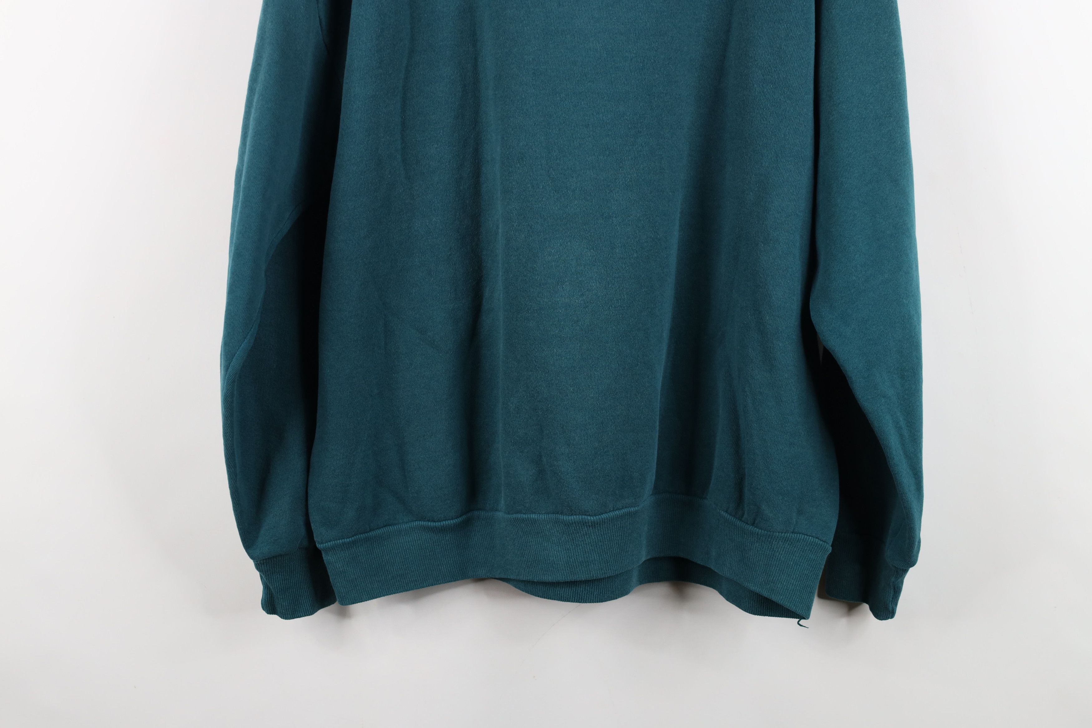 Vintage Vintage 90s Streetwear Blank Crewneck Sweatshirt Teal USA Size US XL / EU 56 / 4 - 12 Thumbnail