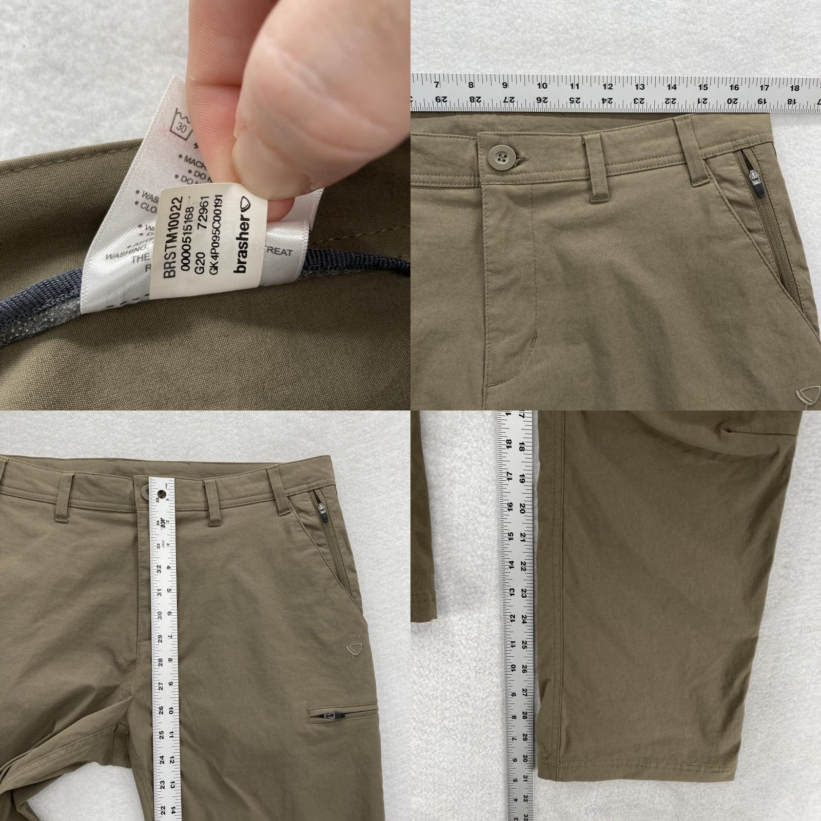 Thrasher Brasher Mens 34x31 Olive Green Stretch Walking Trousers Hiking Outdoor Pants Regular Khakis Pockets Zip Pocket Stretch Size US 34 / EU 50 - 8 Thumbnail