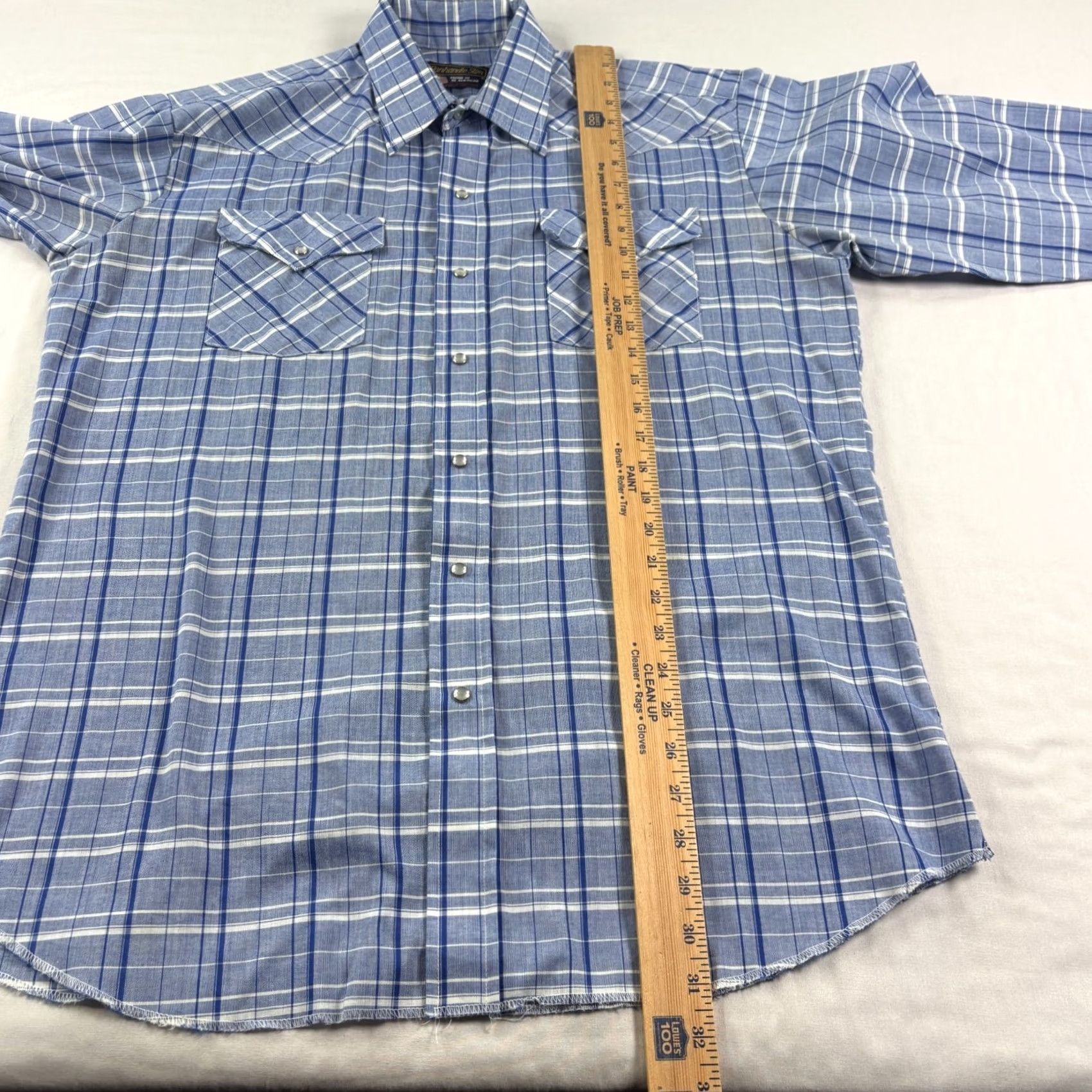Vintage VINTAGE Panhandle Slim Shirt Mens 16.5 Blue Plaid Pearl Snap Up Western USA Made Cowboy Size US XL / EU 56 / 4 - 5 Thumbnail